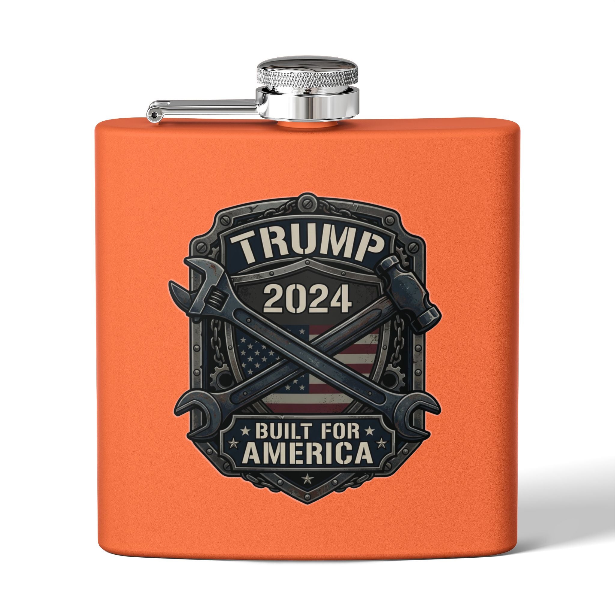 2024 Patriotic Campaign Flask — "Built For America" Stainless Steel 6oz