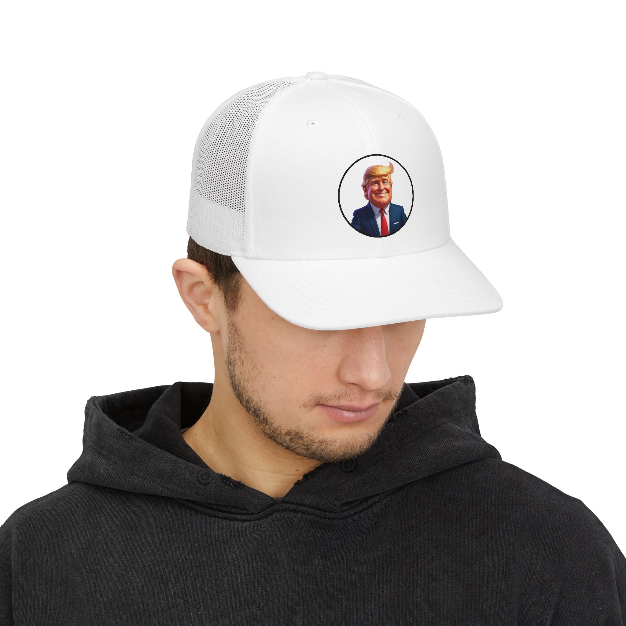 Trucker Cap with Cartoon Politician Portrait