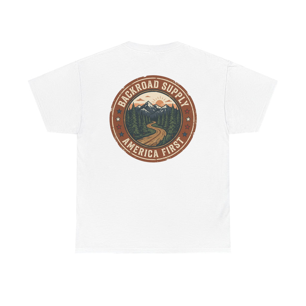 Backroad Supply 'America First' Graphic Tee — Vintage Mountain Road T-Shirt
