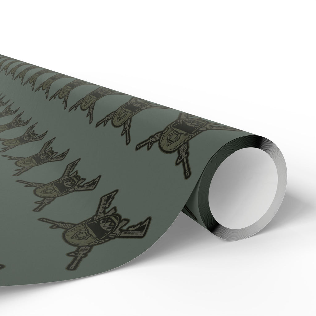 Wrapping Paper - Olive Green Viking Helmet Pattern Gift Wrap