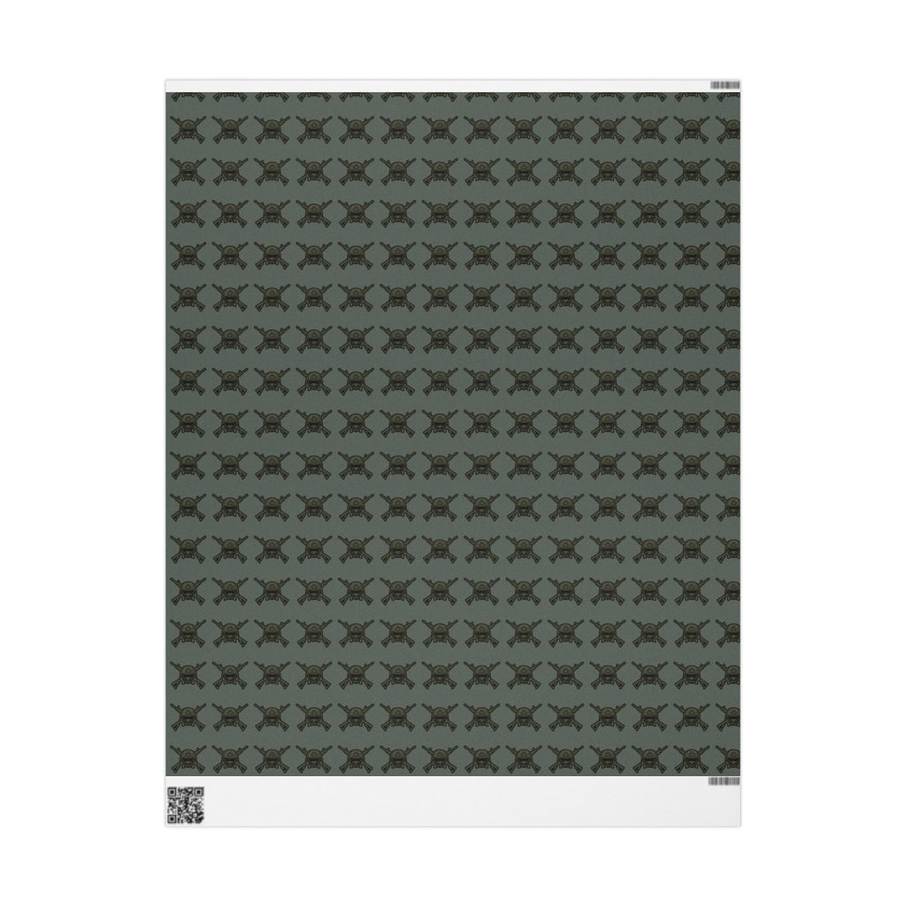 Wrapping Paper - Olive Green Viking Helmet Pattern Gift Wrap