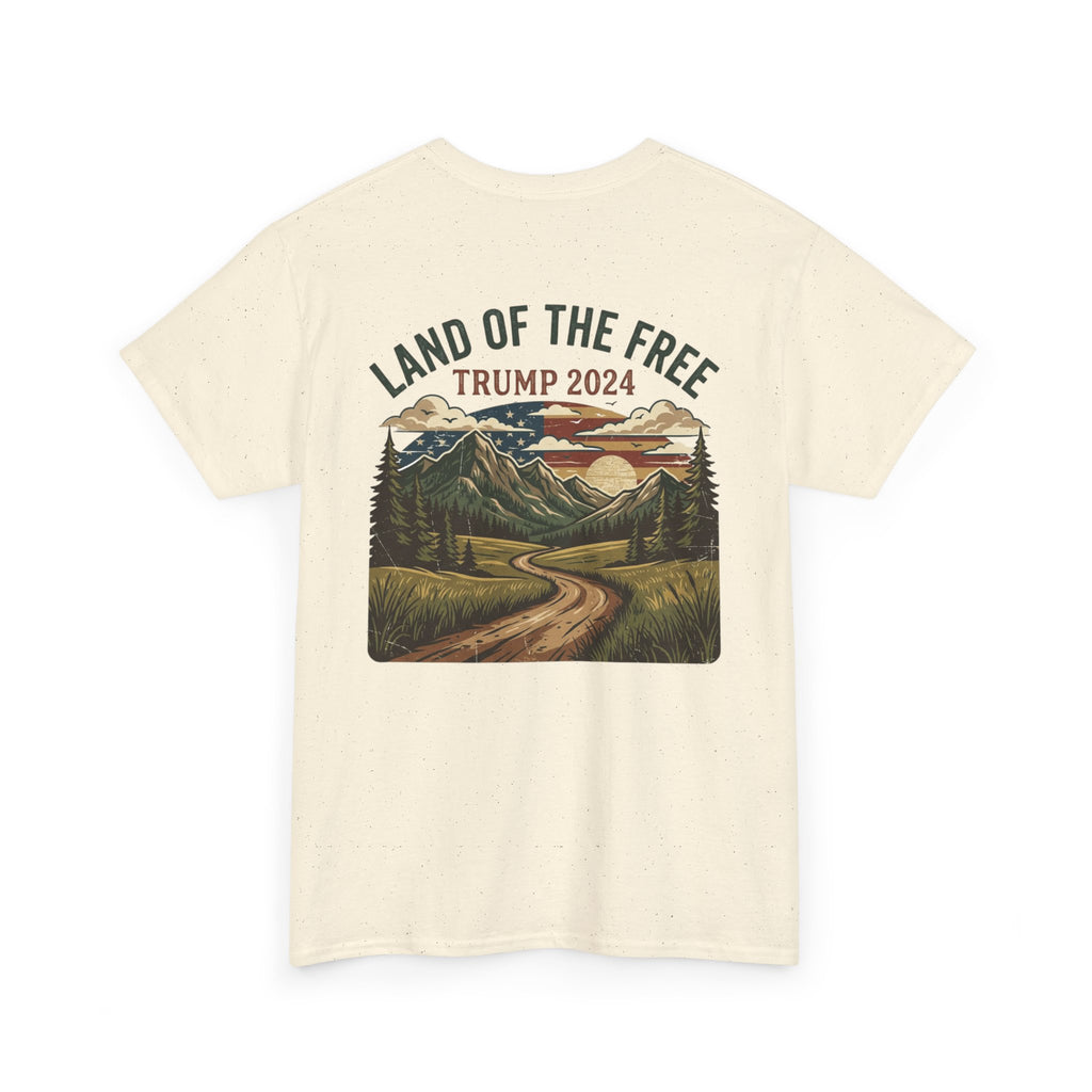 Land of the Free Graphic Tee – Vintage Mountain Campaign Design
