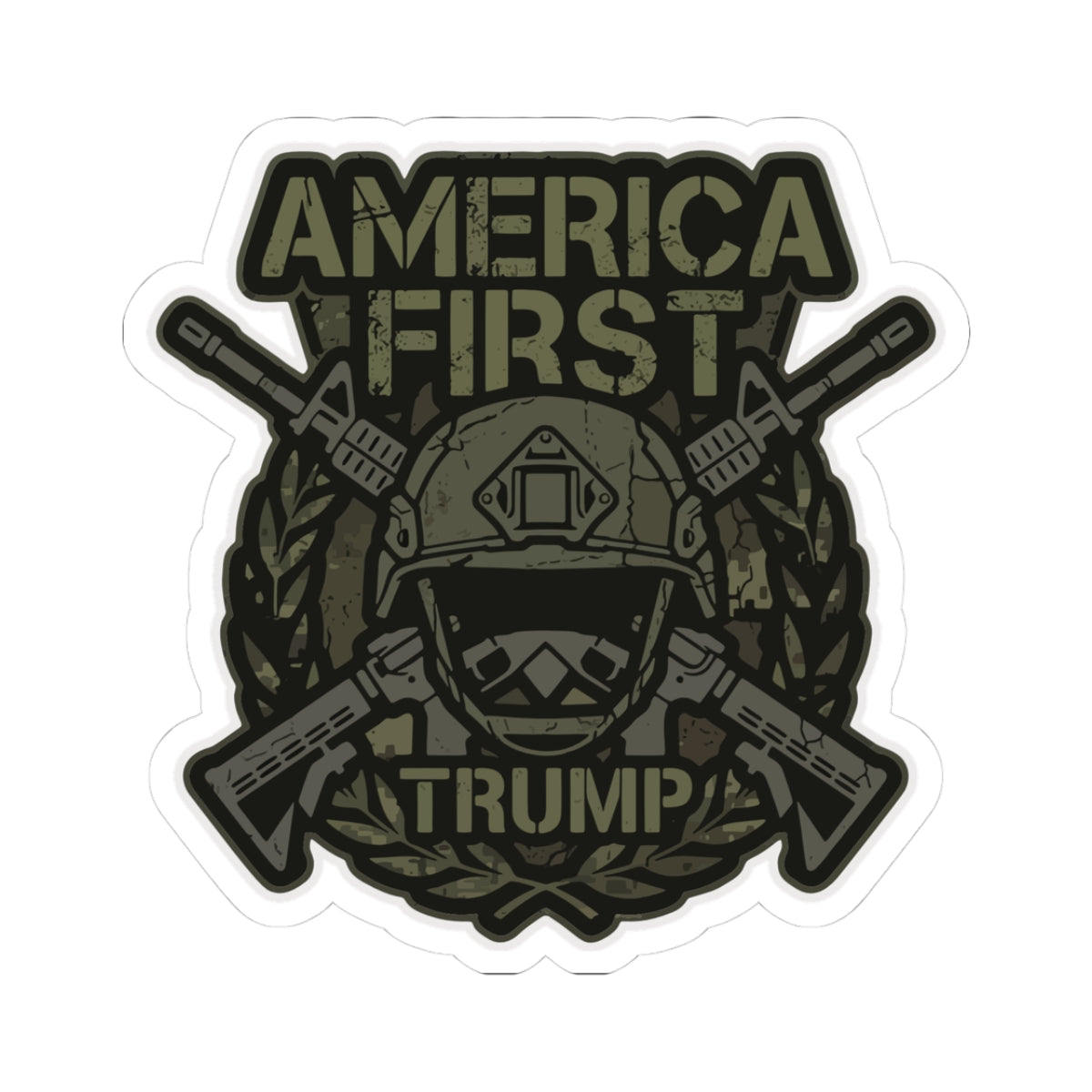 America First Trump Military-Style Kiss-Cut Sticker