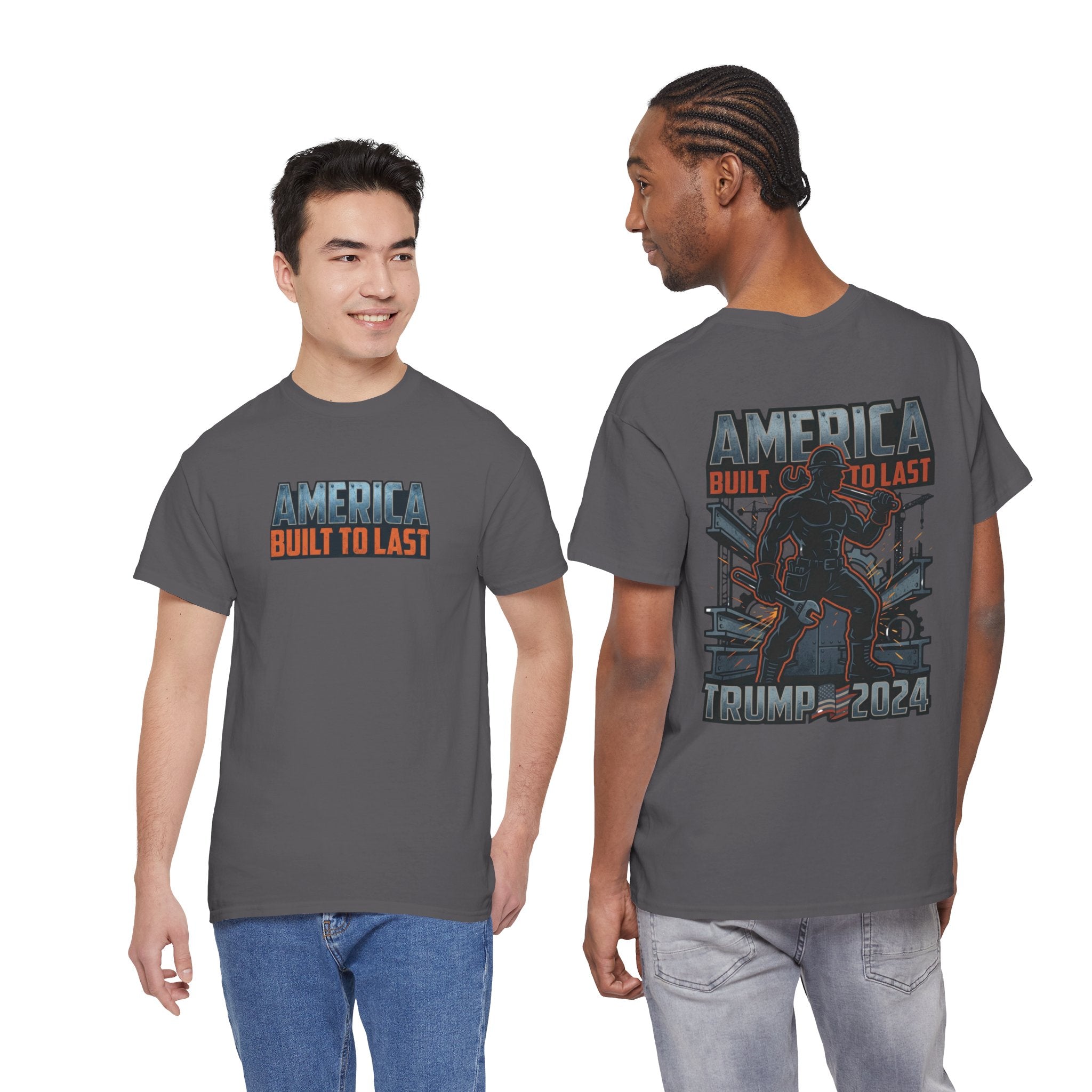 America Built to Last Tee — Trump 2024 Patriotic Graphic T-Shirt