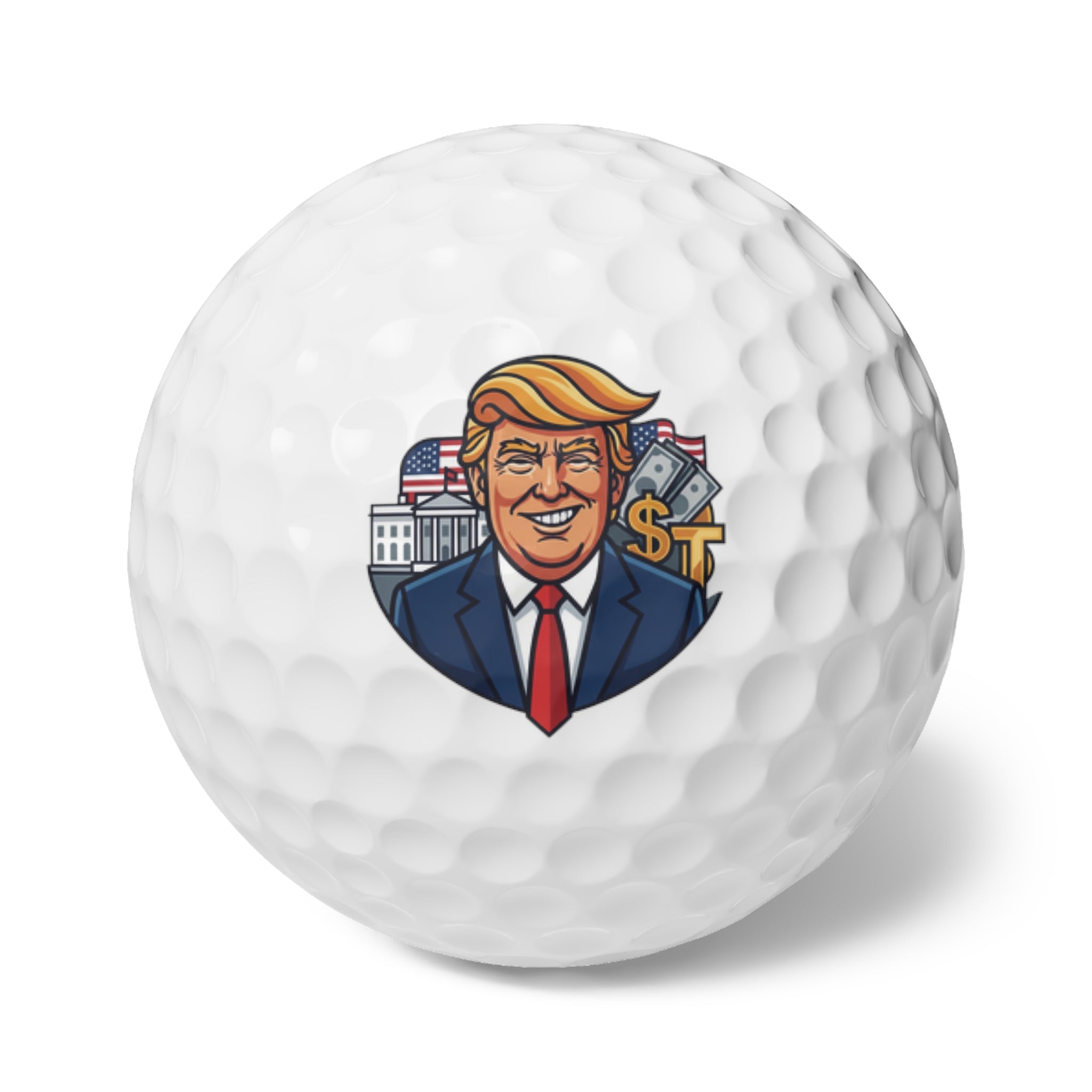 Golf Balls — 6-Pack with Trump Caricature Design
