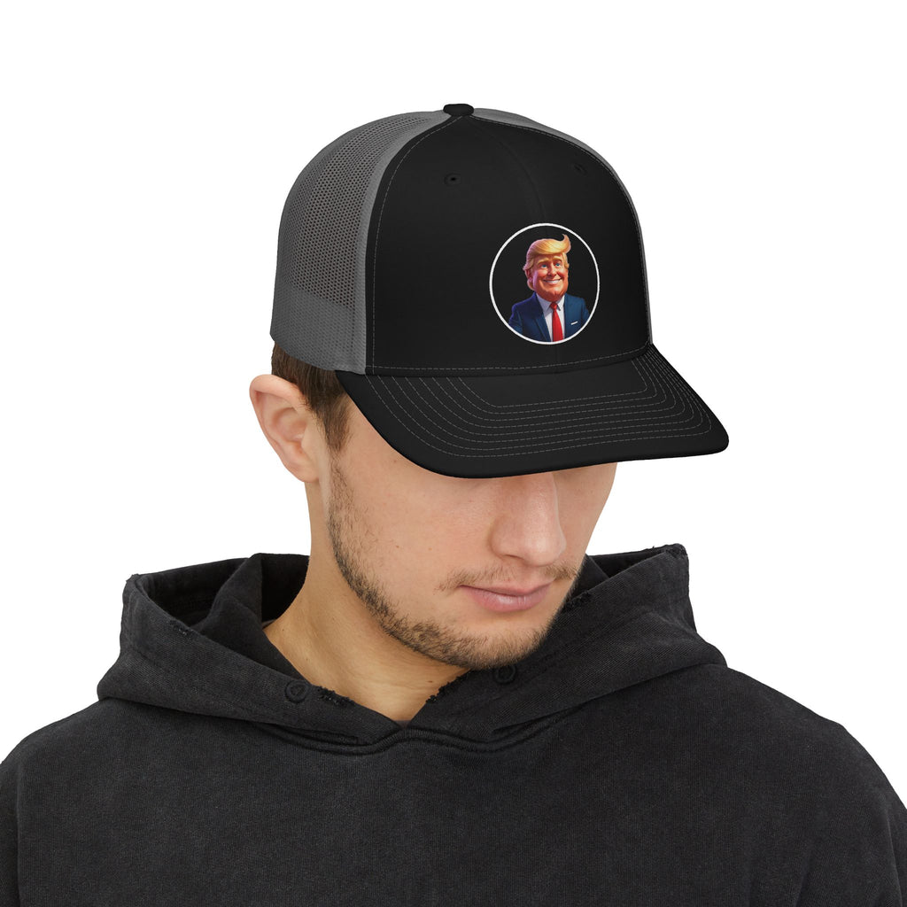 Trucker Cap with Cartoon Politician Portrait