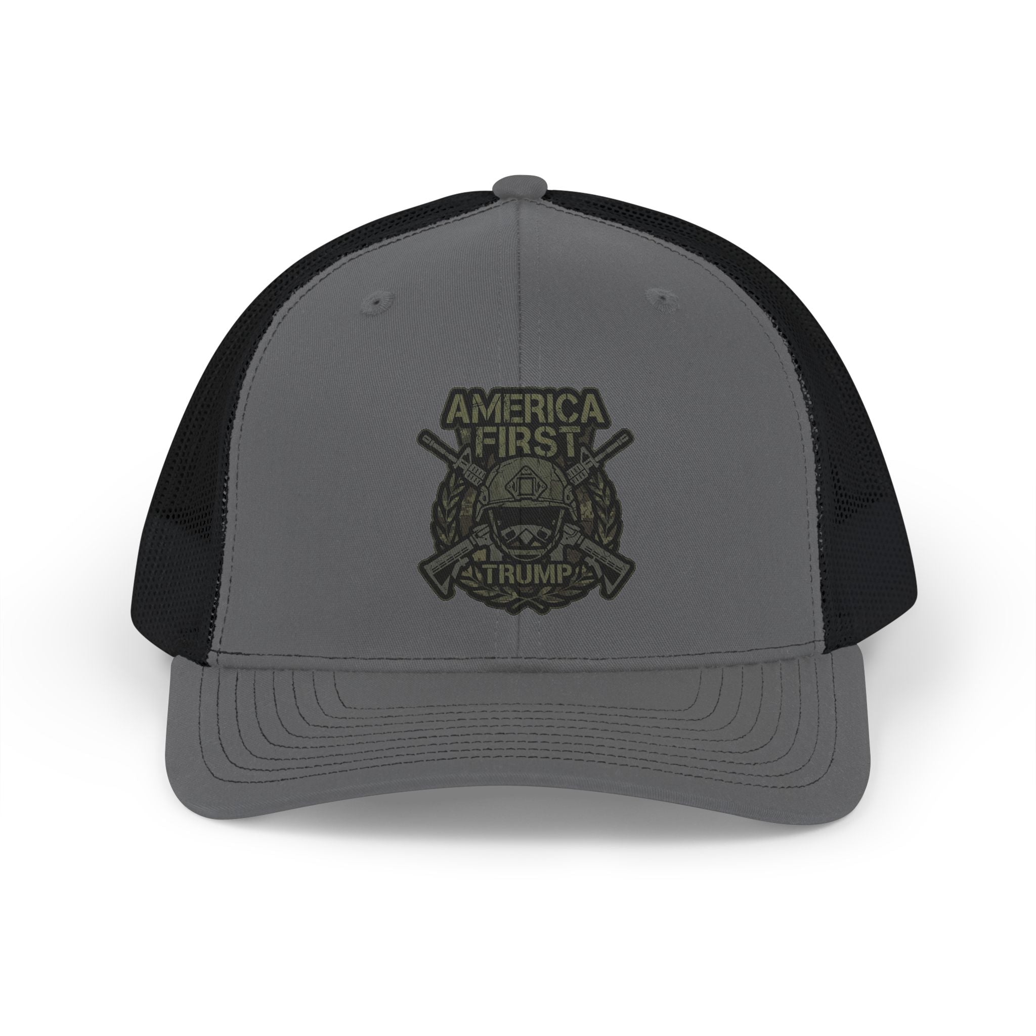 America First Trucker Cap – Patriotic 'America First' Mesh Snapback