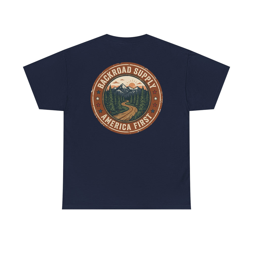 Backroad Supply 'America First' Graphic Tee — Vintage Mountain Road T-Shirt