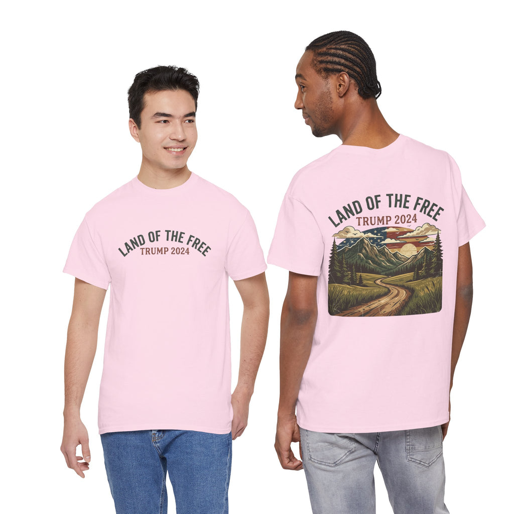 Land of the Free Graphic Tee – Vintage Mountain Campaign Design