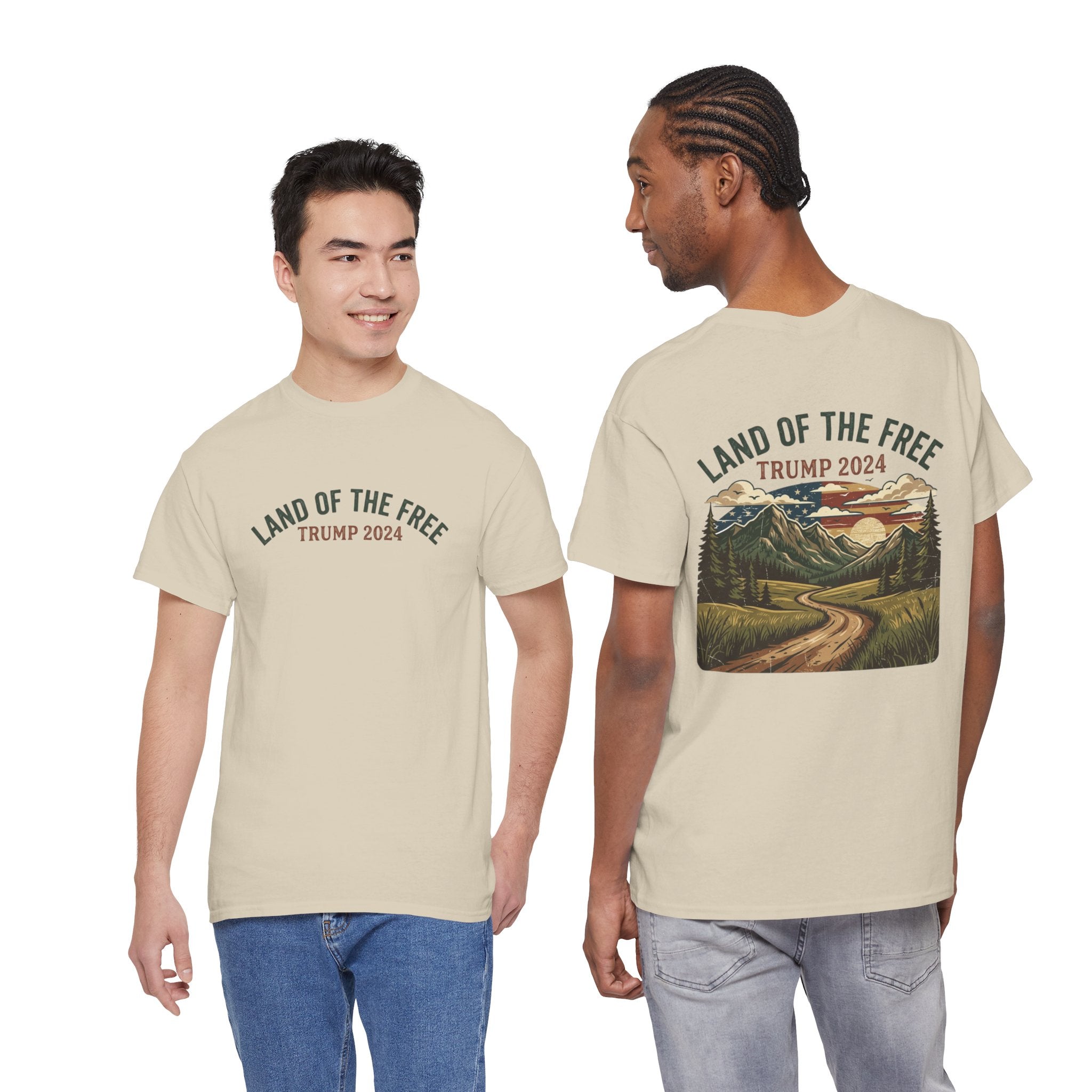Land of the Free Graphic Tee – Vintage Mountain Campaign Design