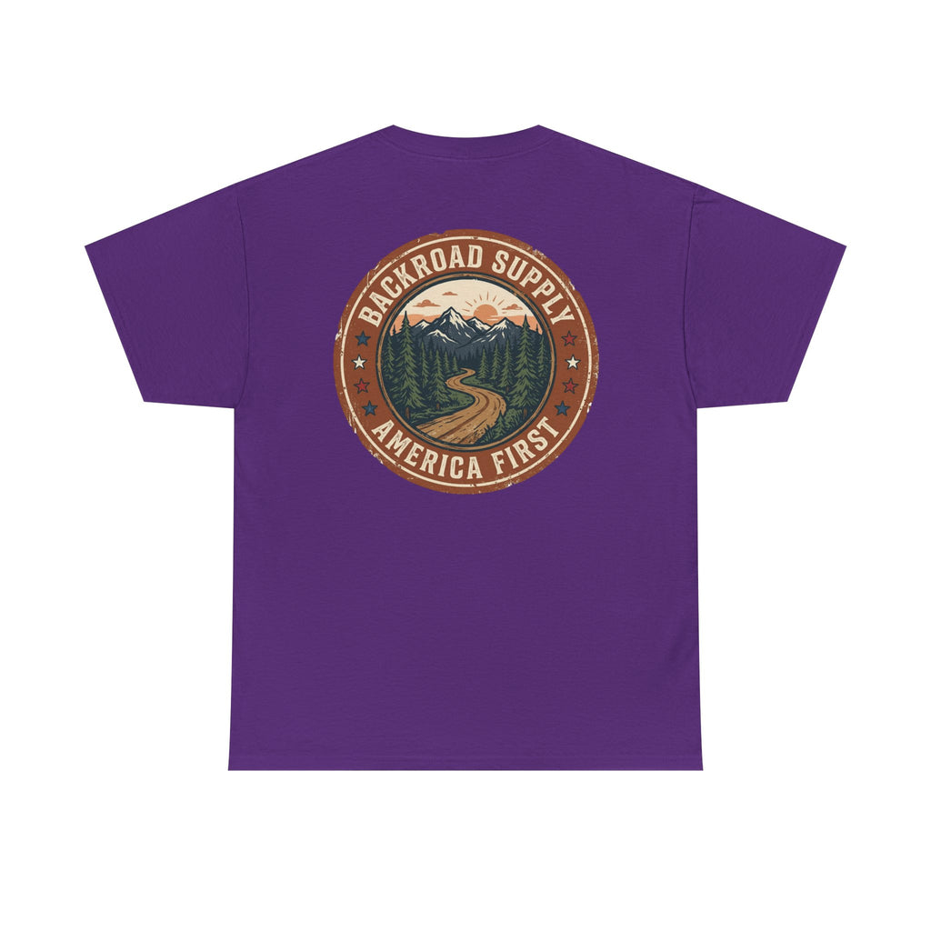 Backroad Supply 'America First' Graphic Tee — Vintage Mountain Road T-Shirt