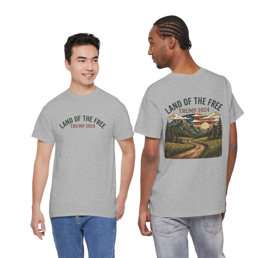 Land of the Free Graphic Tee – Vintage Mountain Campaign Design