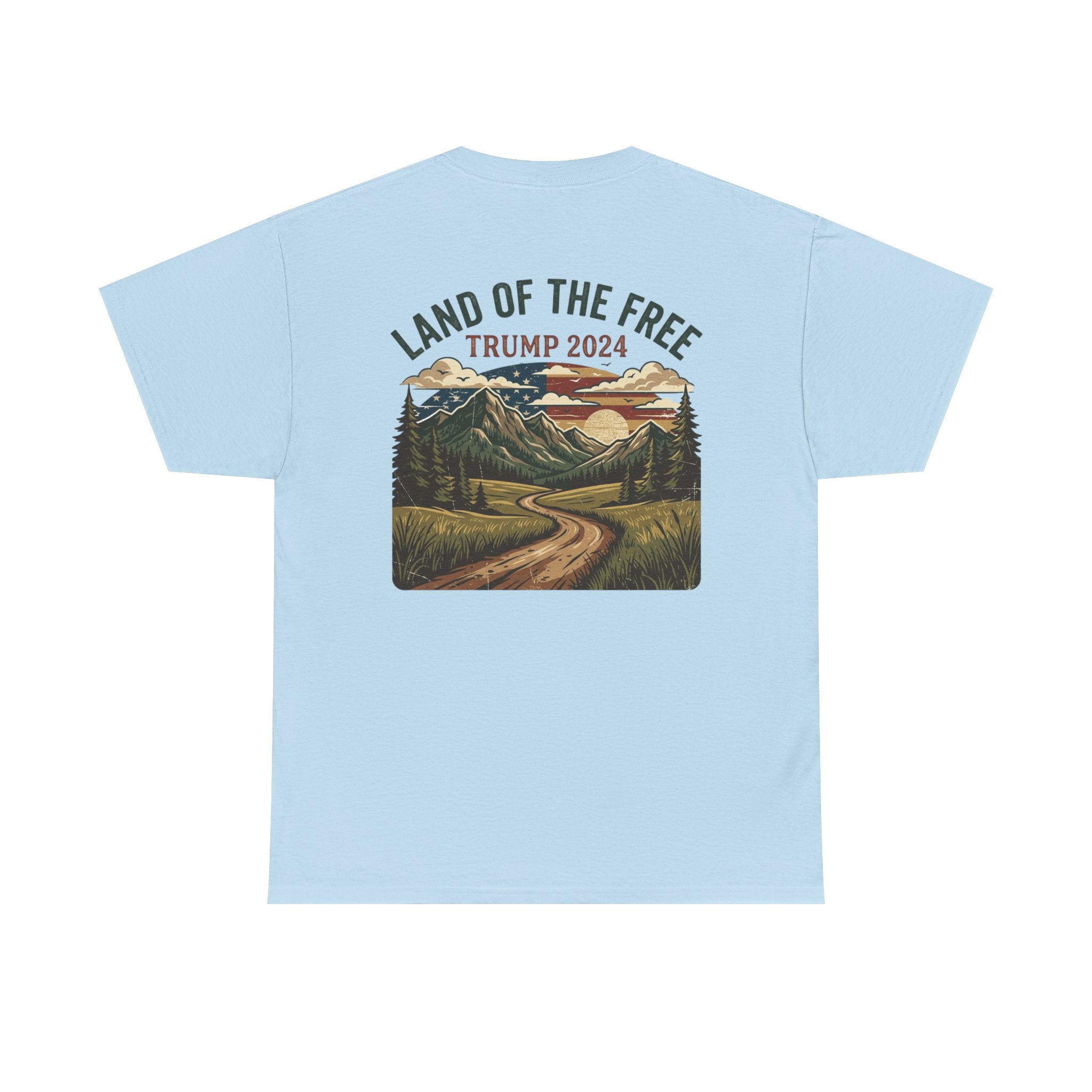 Land of the Free Graphic Tee – Vintage Mountain Campaign Design