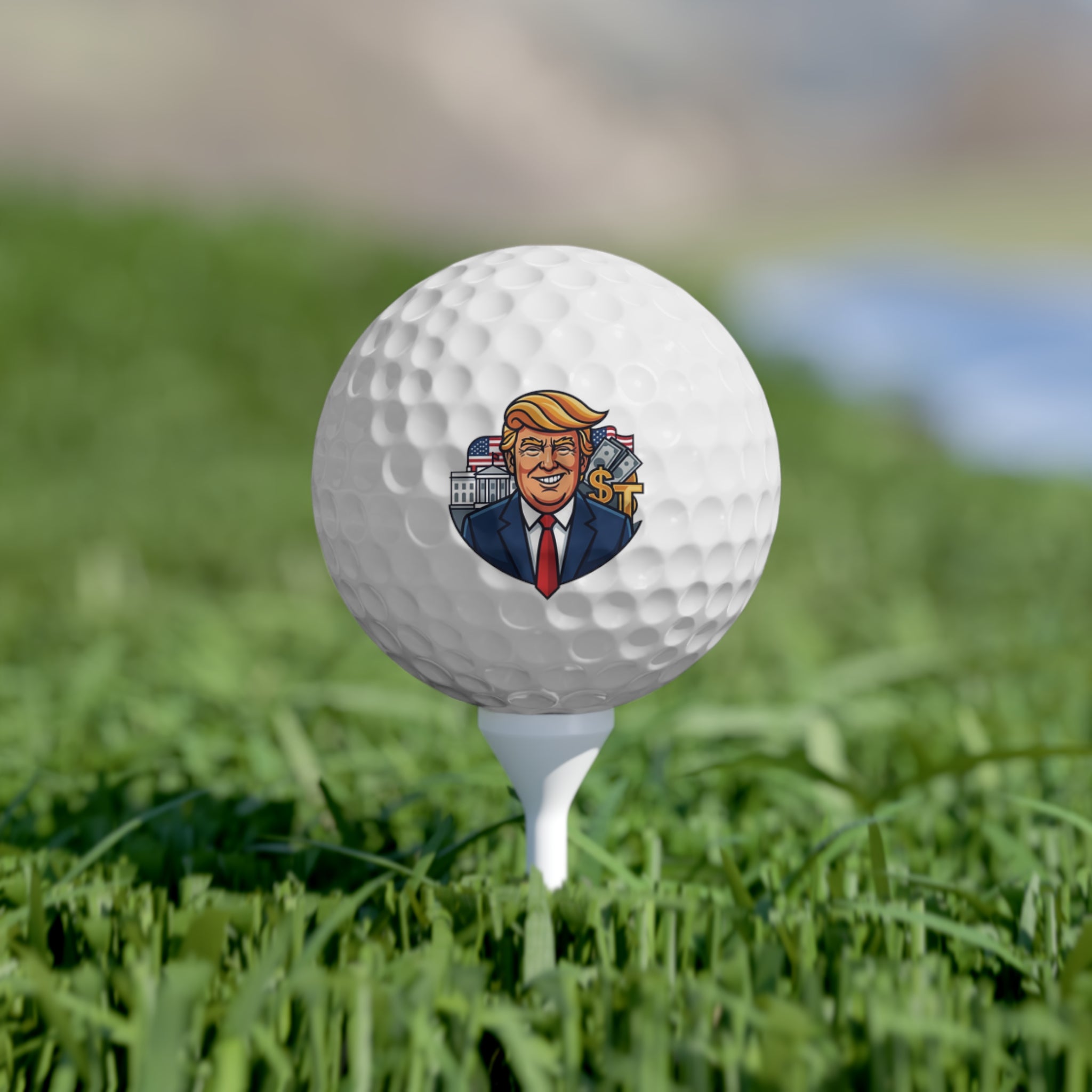 Golf Balls — 6-Pack with Trump Caricature Design