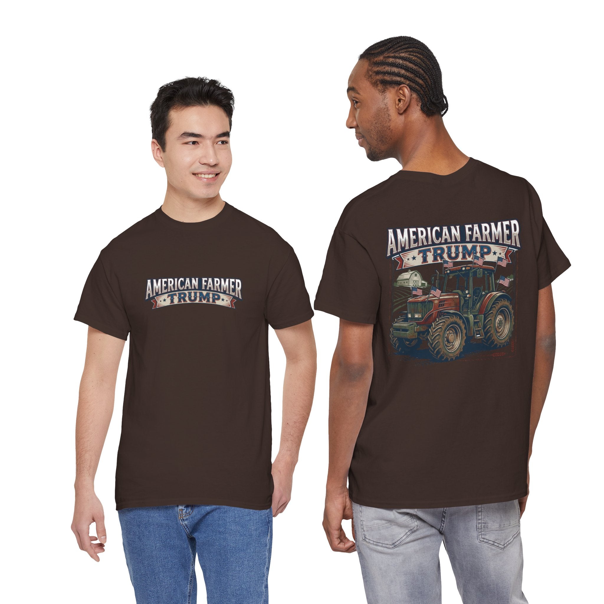 American Farmer Trump T-Shirt – Patriotic Tractor Graphic Tee