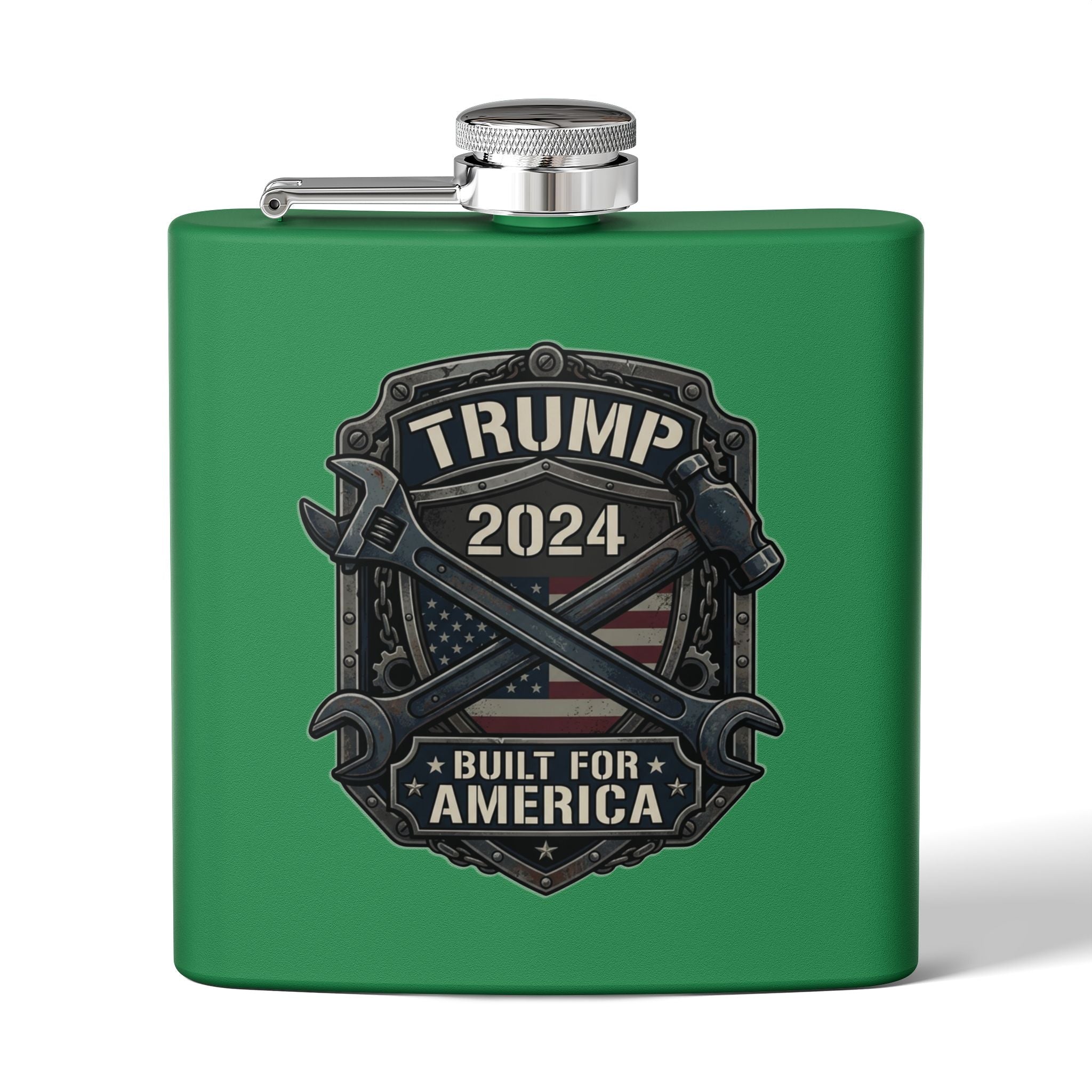 2024 Patriotic Campaign Flask — "Built For America" Stainless Steel 6oz