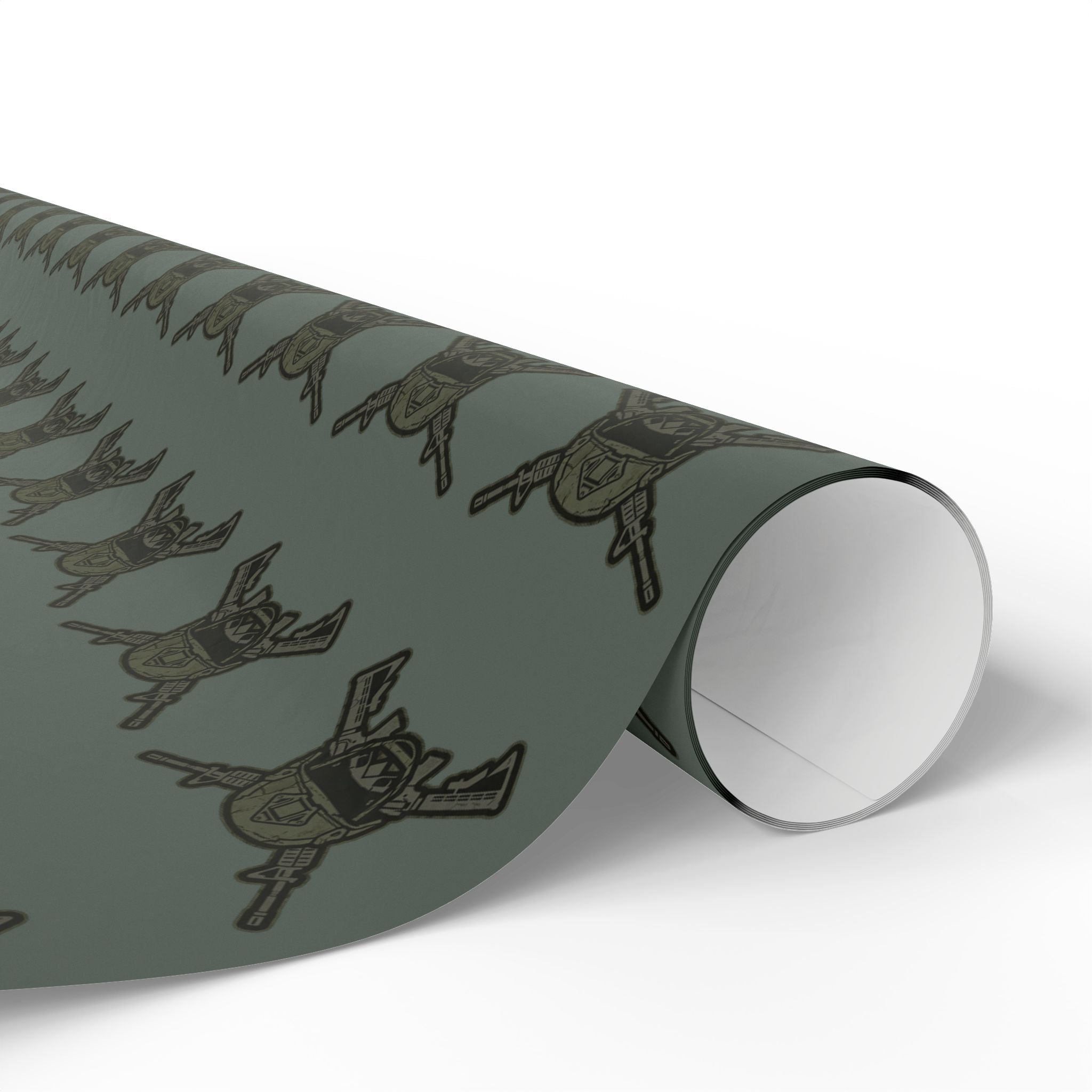 Wrapping Paper - Olive Green Viking Helmet Pattern Gift Wrap