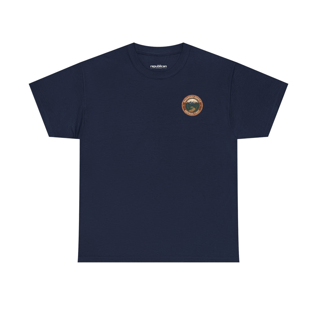 Backroad Supply 'America First' Graphic Tee — Vintage Mountain Road T-Shirt