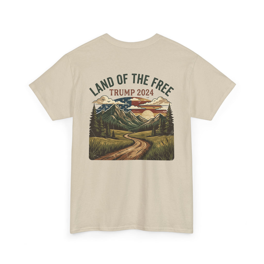 Land of the Free Graphic Tee – Vintage Mountain Campaign Design