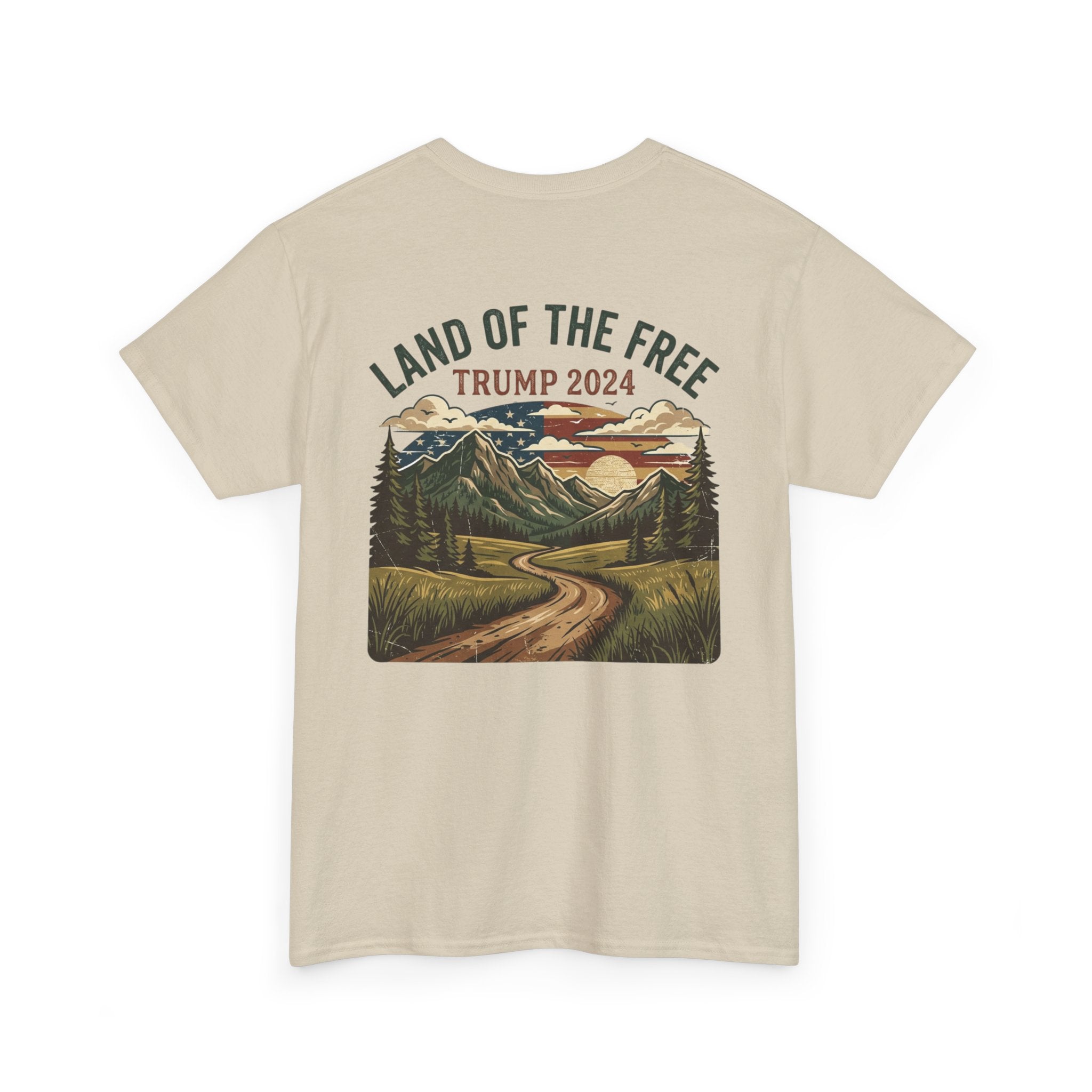 Land of the Free Graphic Tee – Vintage Mountain Campaign Design