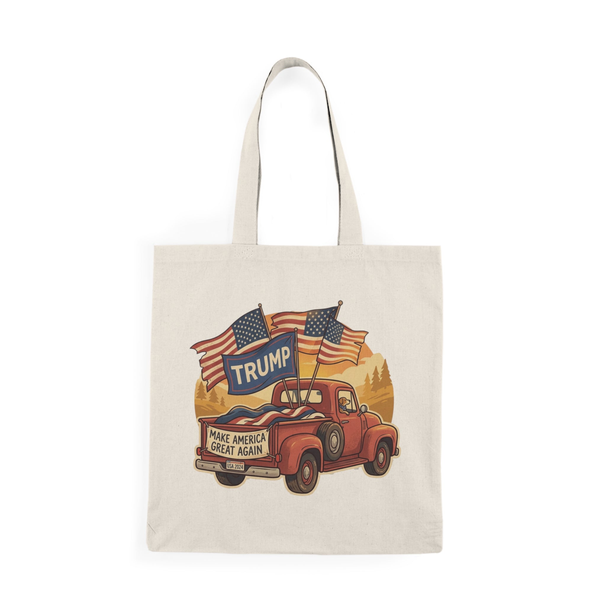 Patriotic Truck Tote Bag — Make America Great Again Flag Design