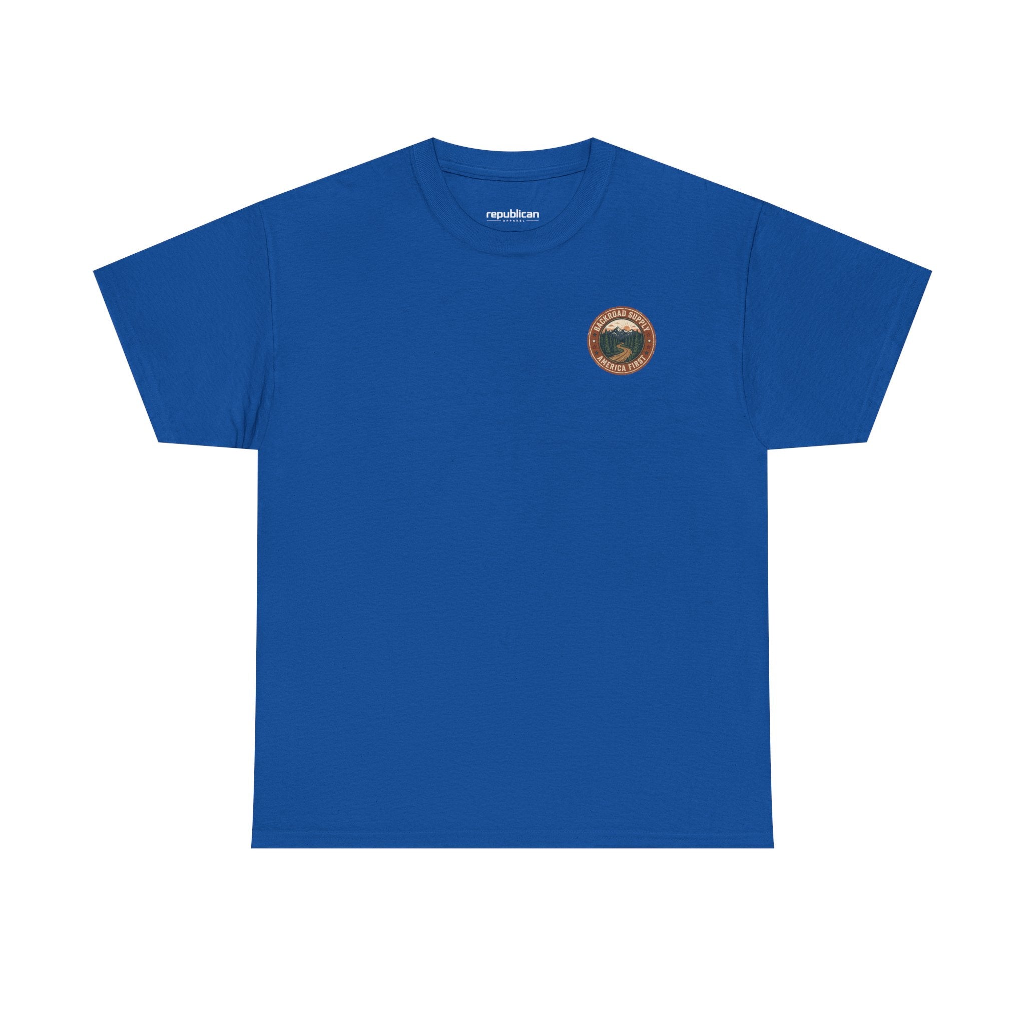 Backroad Supply 'America First' Graphic Tee — Vintage Mountain Road T-Shirt