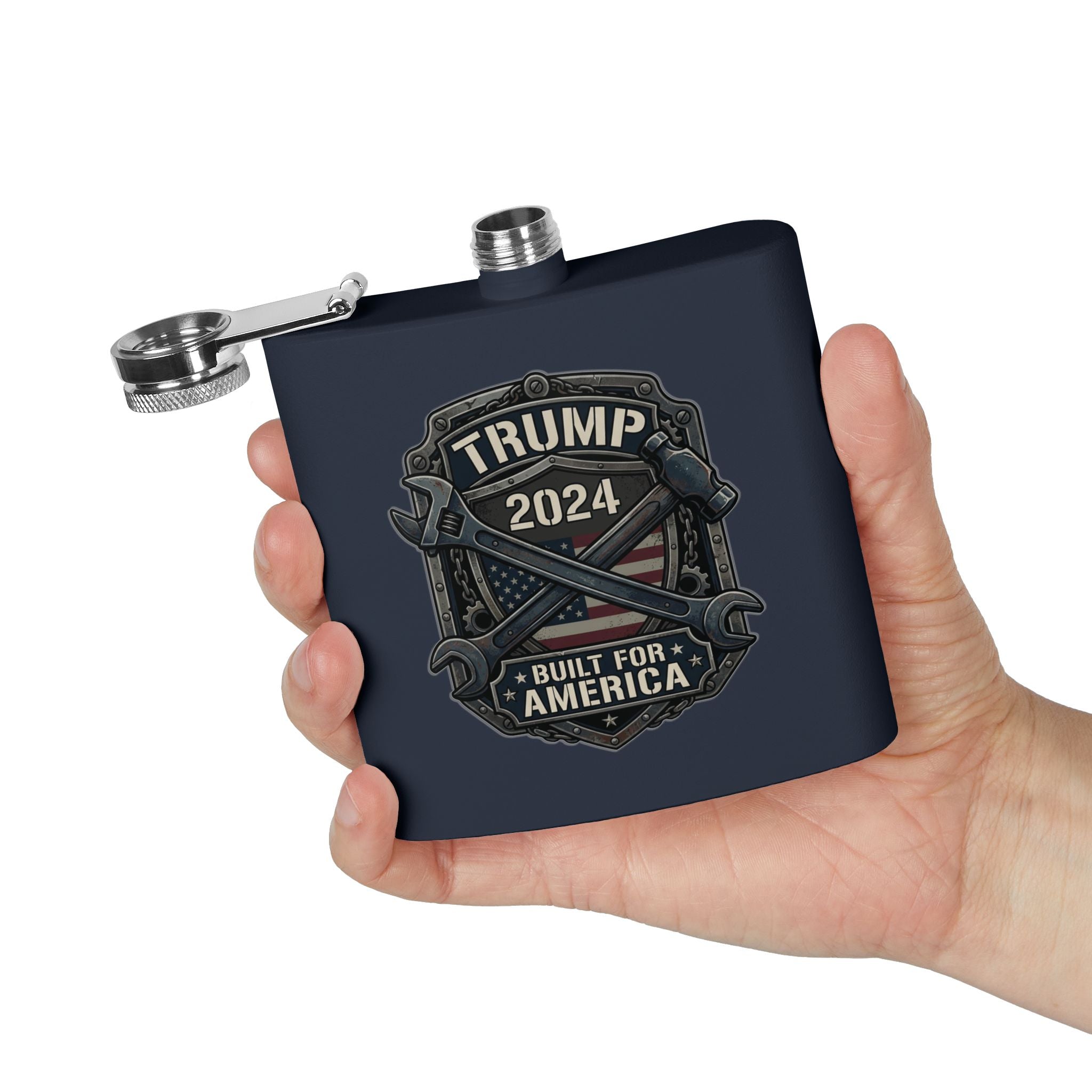 2024 Patriotic Campaign Flask — "Built For America" Stainless Steel 6oz
