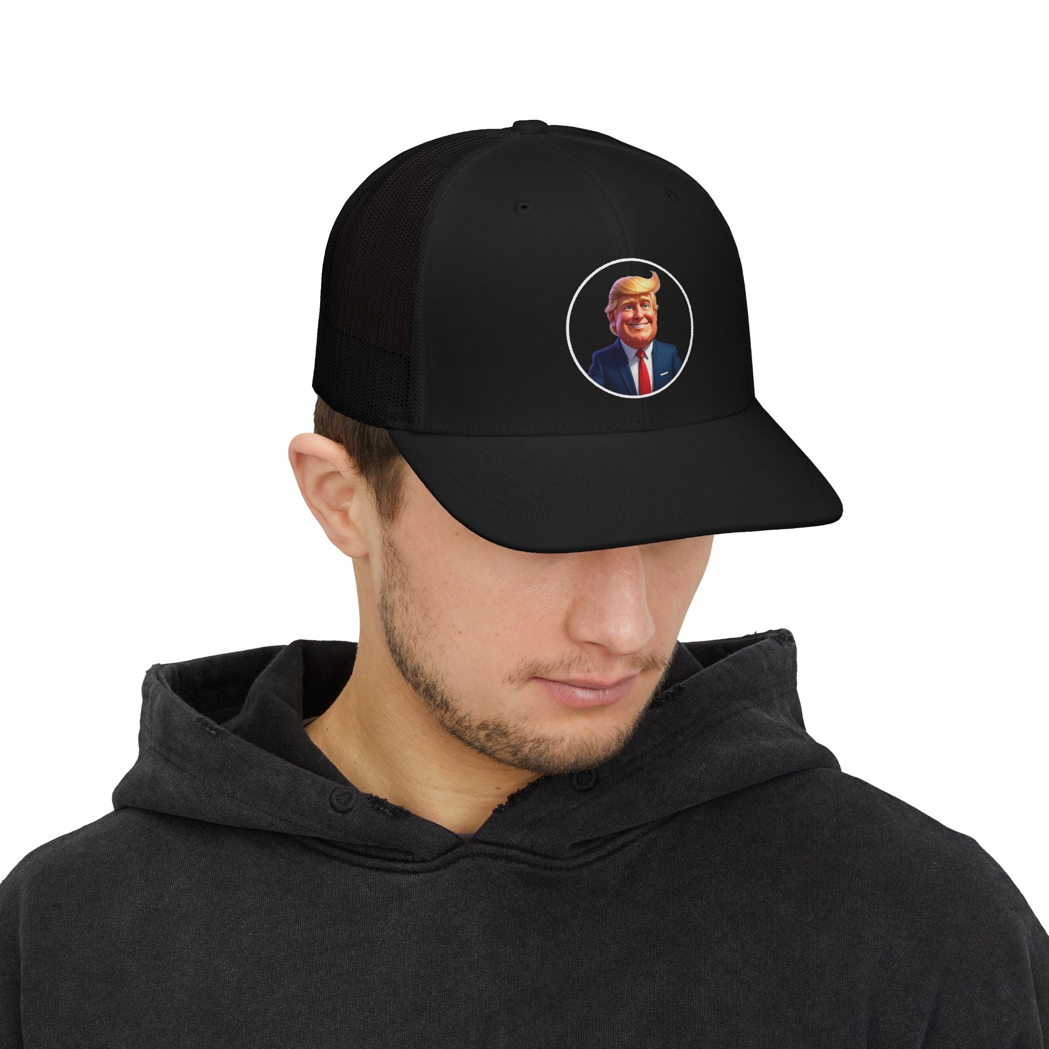 Trucker Cap with Cartoon Politician Portrait