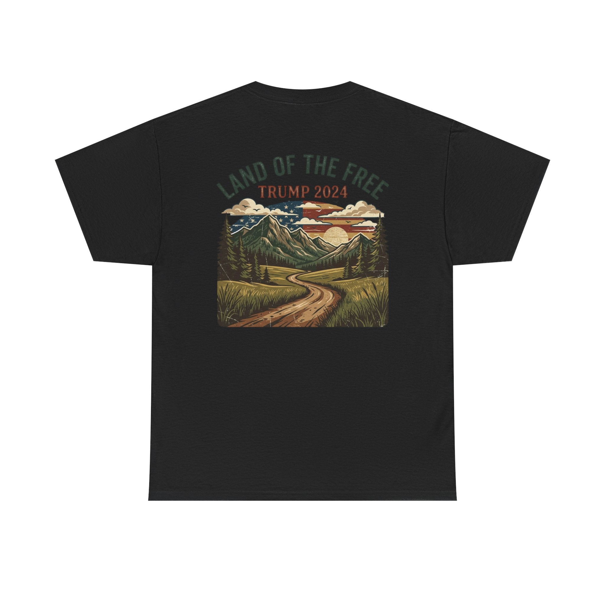 Land of the Free Graphic Tee – Vintage Mountain Campaign Design