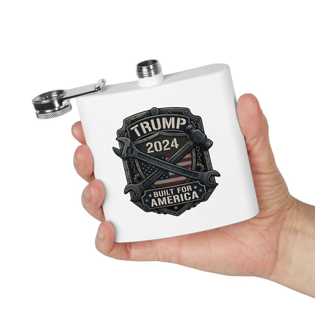 2024 Patriotic Campaign Flask — "Built For America" Stainless Steel 6oz