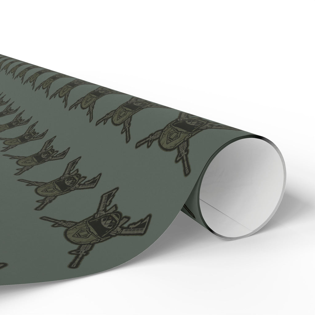 Wrapping Paper - Olive Green Viking Helmet Pattern Gift Wrap