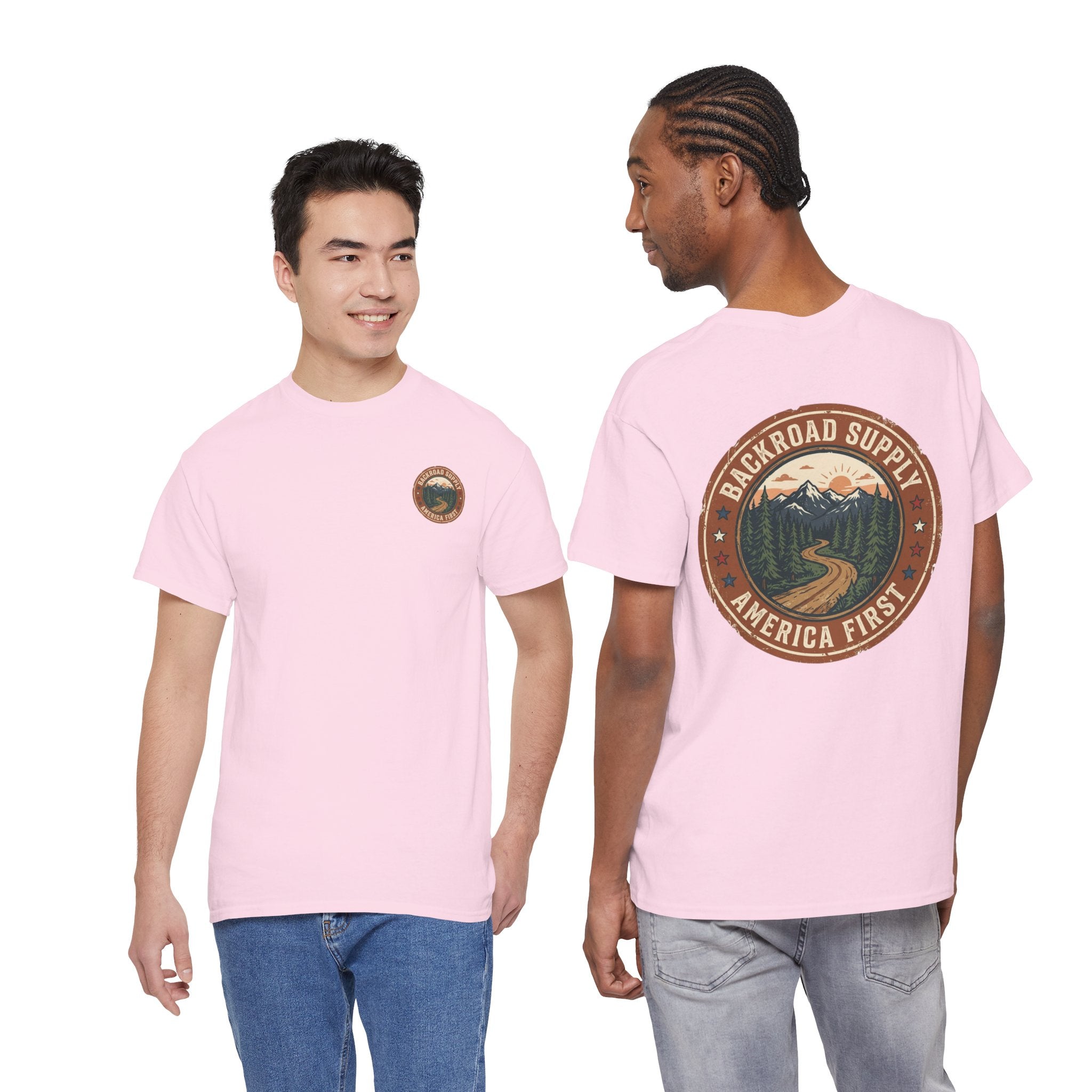 Backroad Supply 'America First' Graphic Tee — Vintage Mountain Road T-Shirt