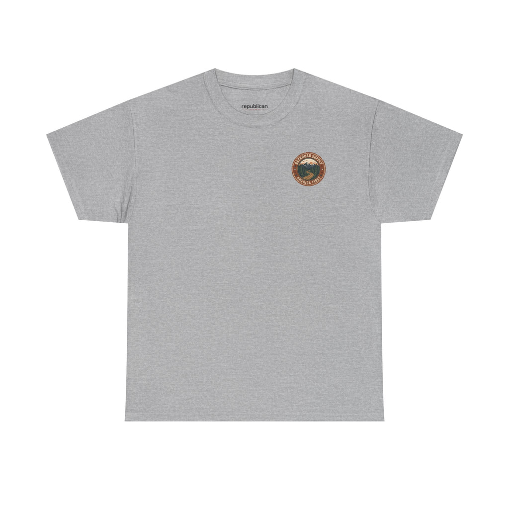 Backroad Supply 'America First' Graphic Tee — Vintage Mountain Road T-Shirt