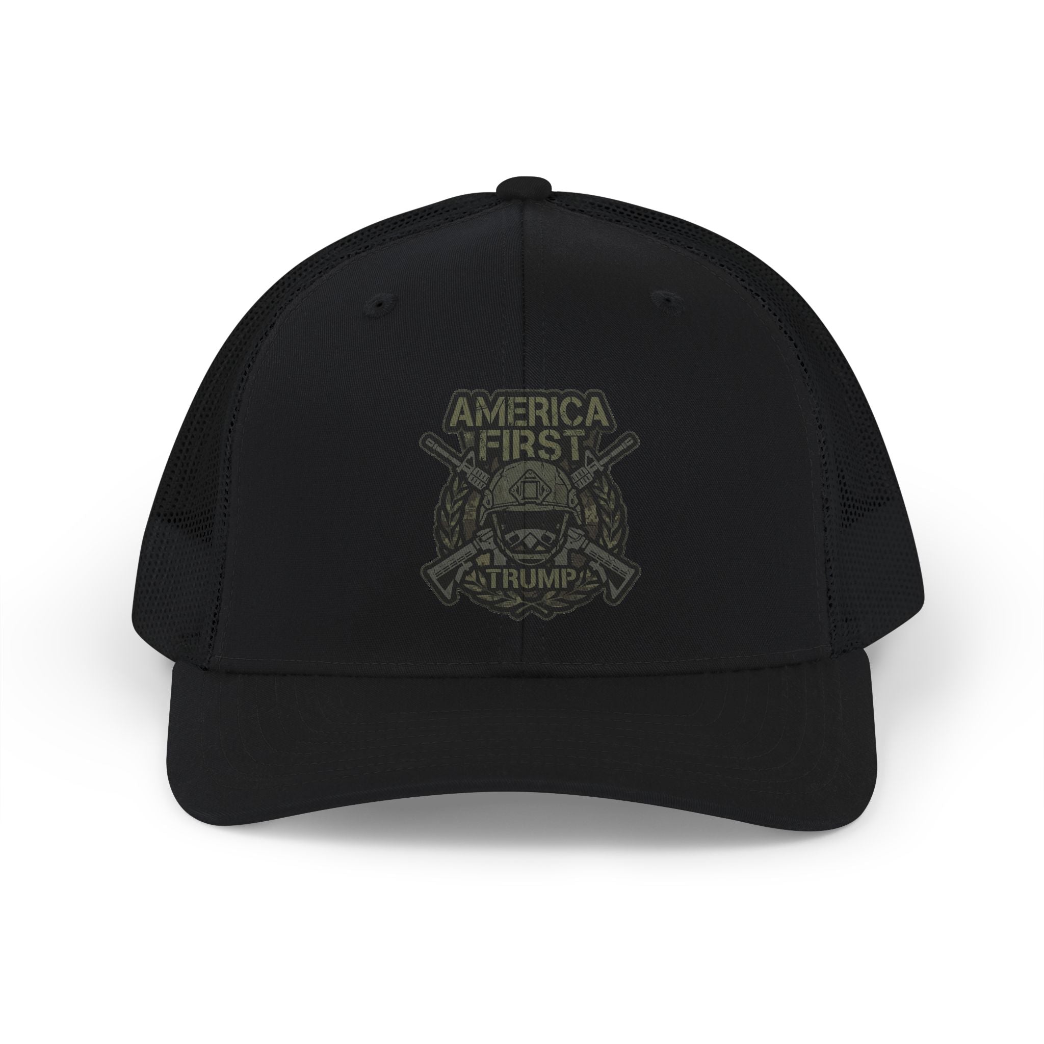 America First Trucker Cap – Patriotic 'America First' Mesh Snapback