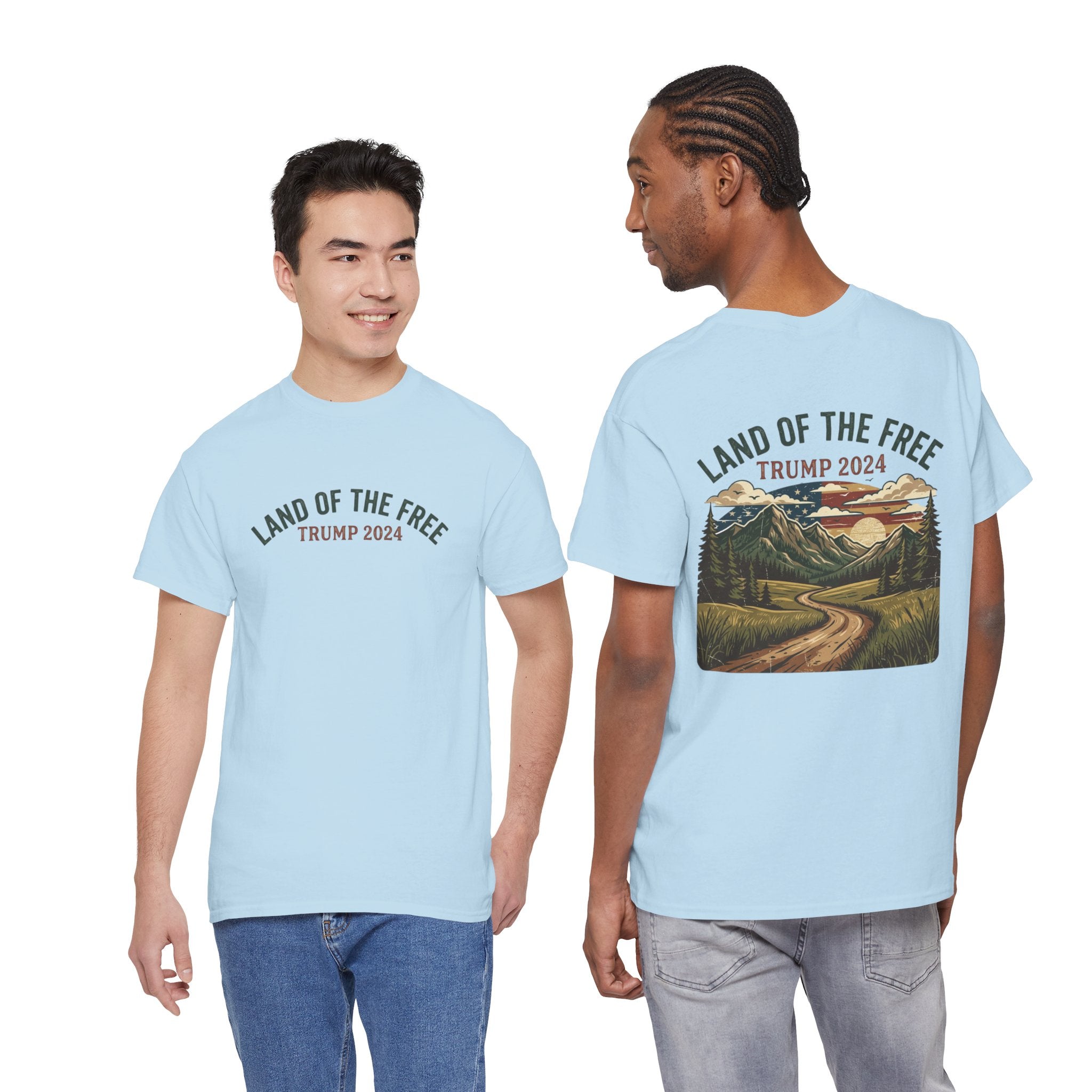 Land of the Free Graphic Tee – Vintage Mountain Campaign Design