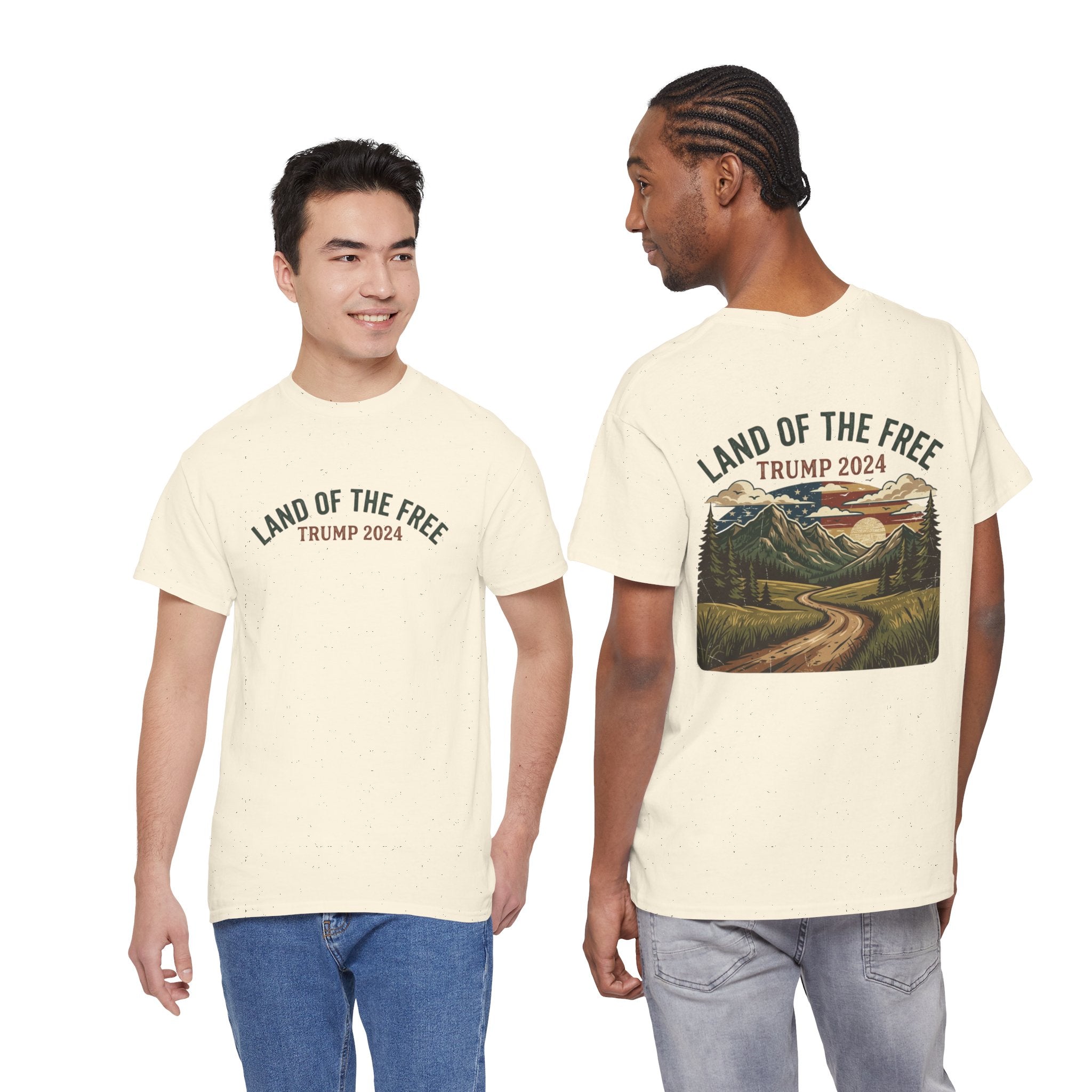 Land of the Free Graphic Tee – Vintage Mountain Campaign Design