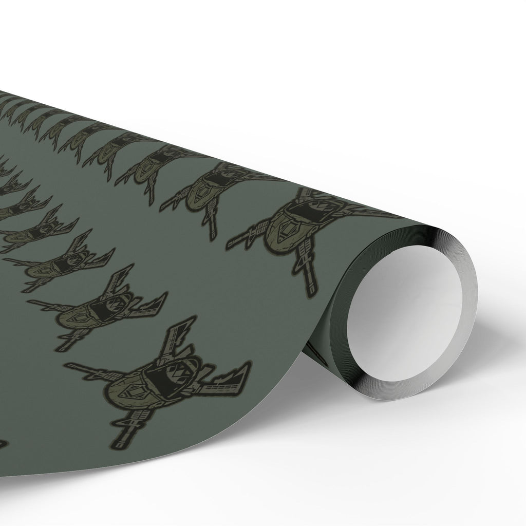 Wrapping Paper - Olive Green Viking Helmet Pattern Gift Wrap