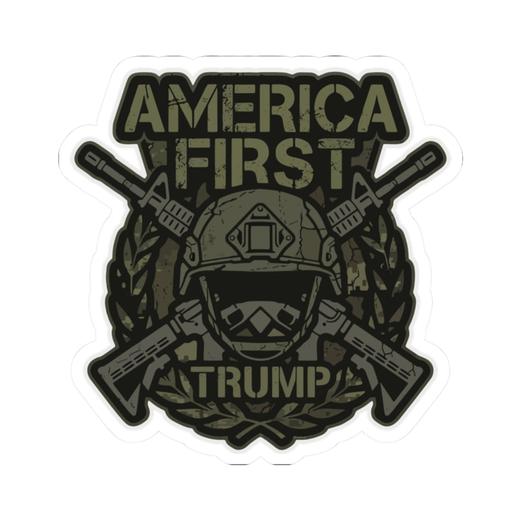 America First Trump Military-Style Kiss-Cut Sticker