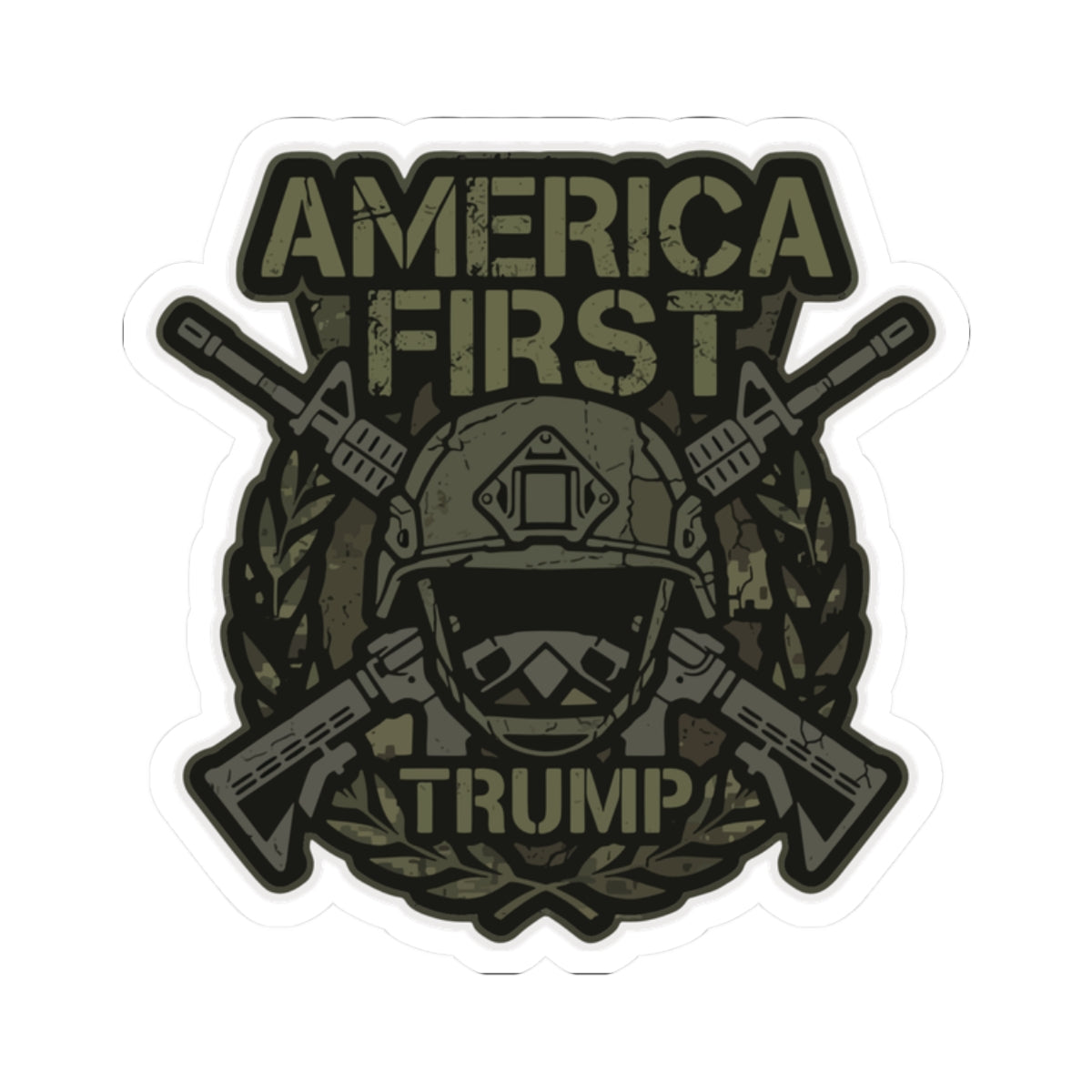 America First Trump Military-Style Kiss-Cut Sticker