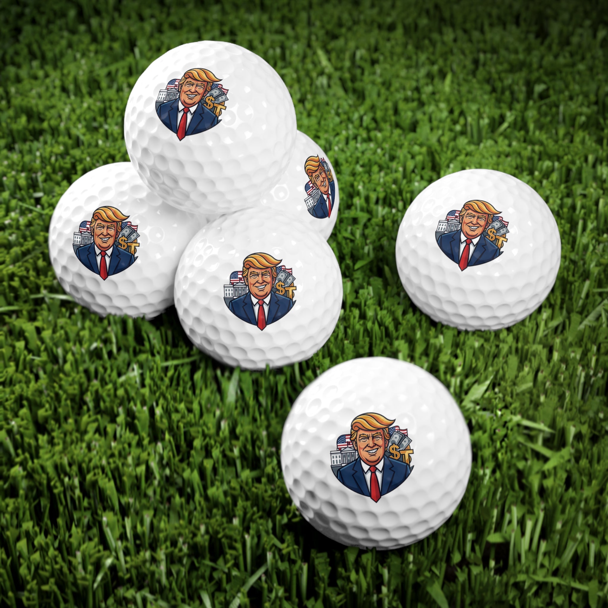 Golf Balls — 6-Pack with Trump Caricature Design