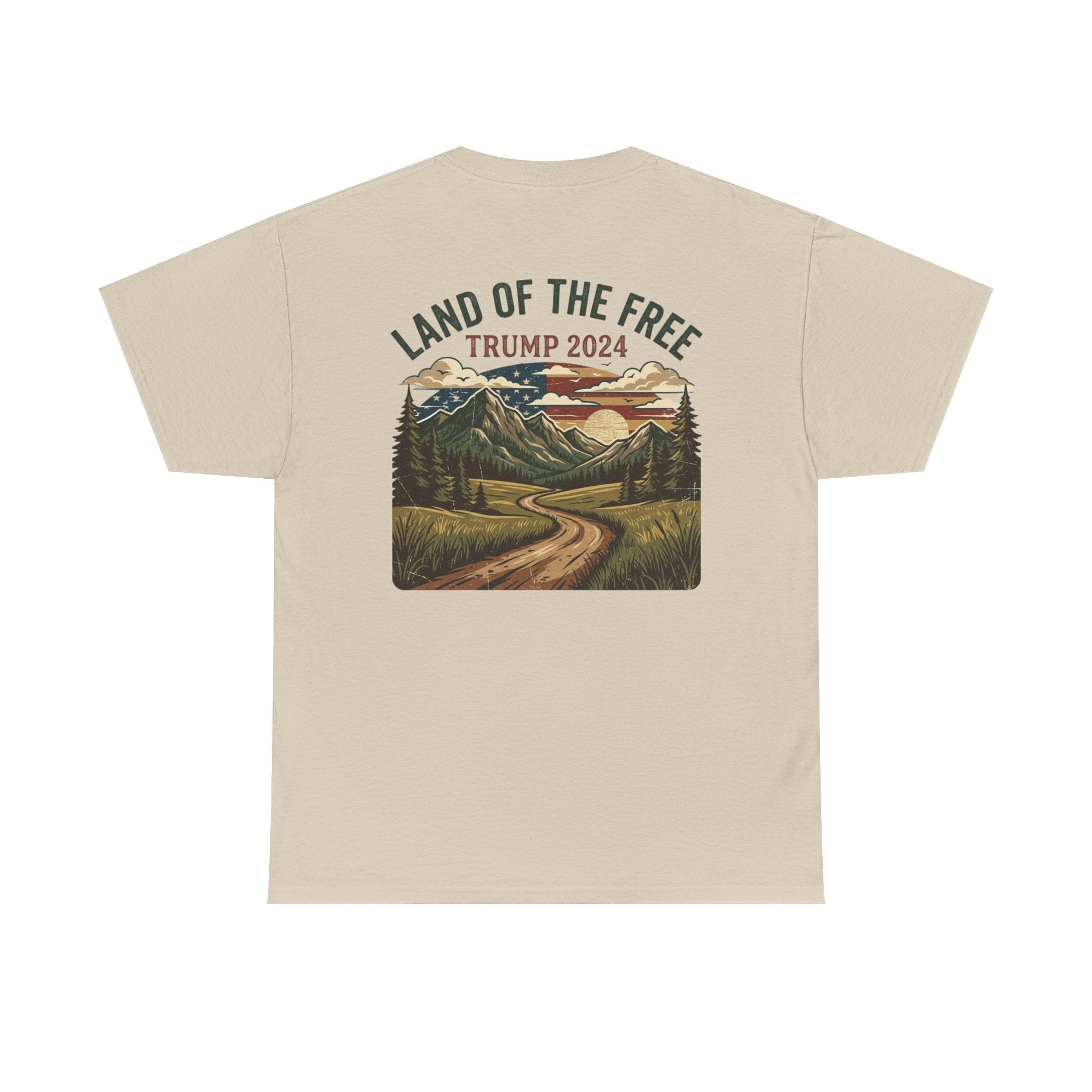 Land of the Free Graphic Tee – Vintage Mountain Campaign Design