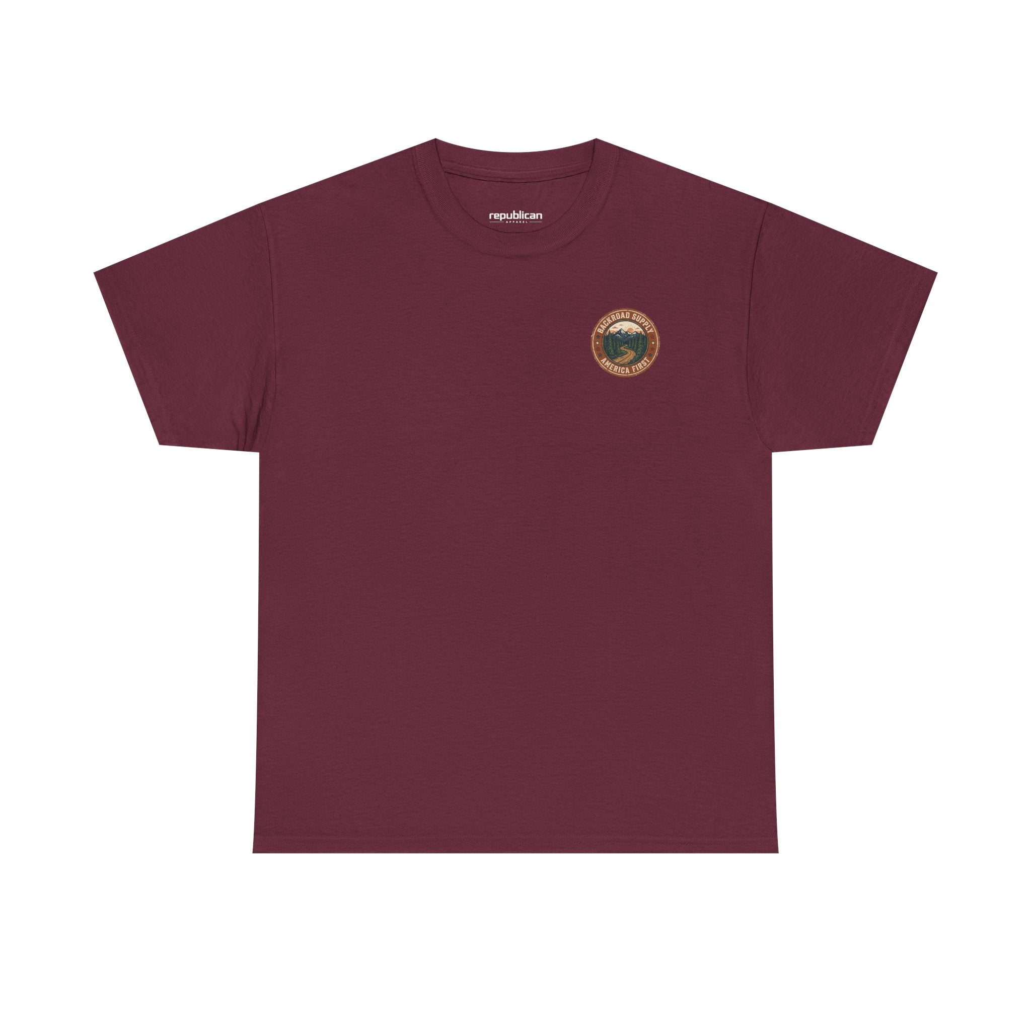 Backroad Supply 'America First' Graphic Tee — Vintage Mountain Road T-Shirt