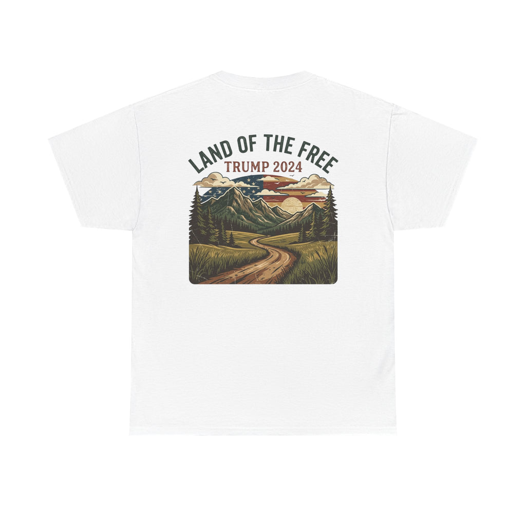 Land of the Free Graphic Tee – Vintage Mountain Campaign Design