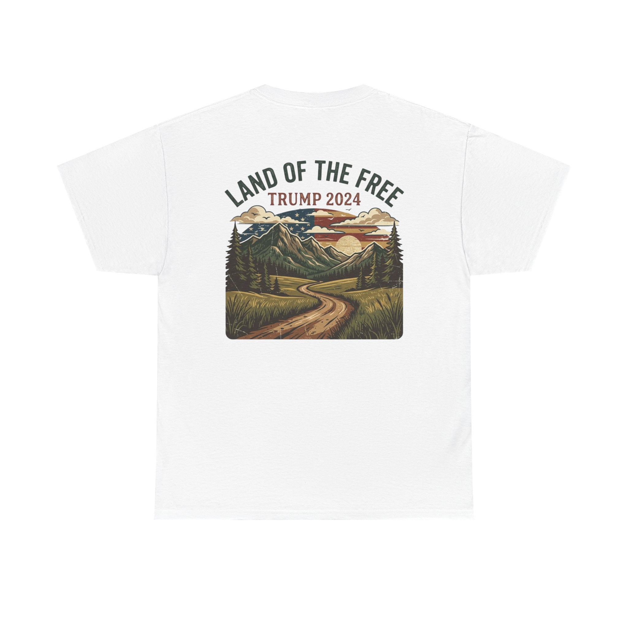 Land of the Free Graphic Tee – Vintage Mountain Campaign Design