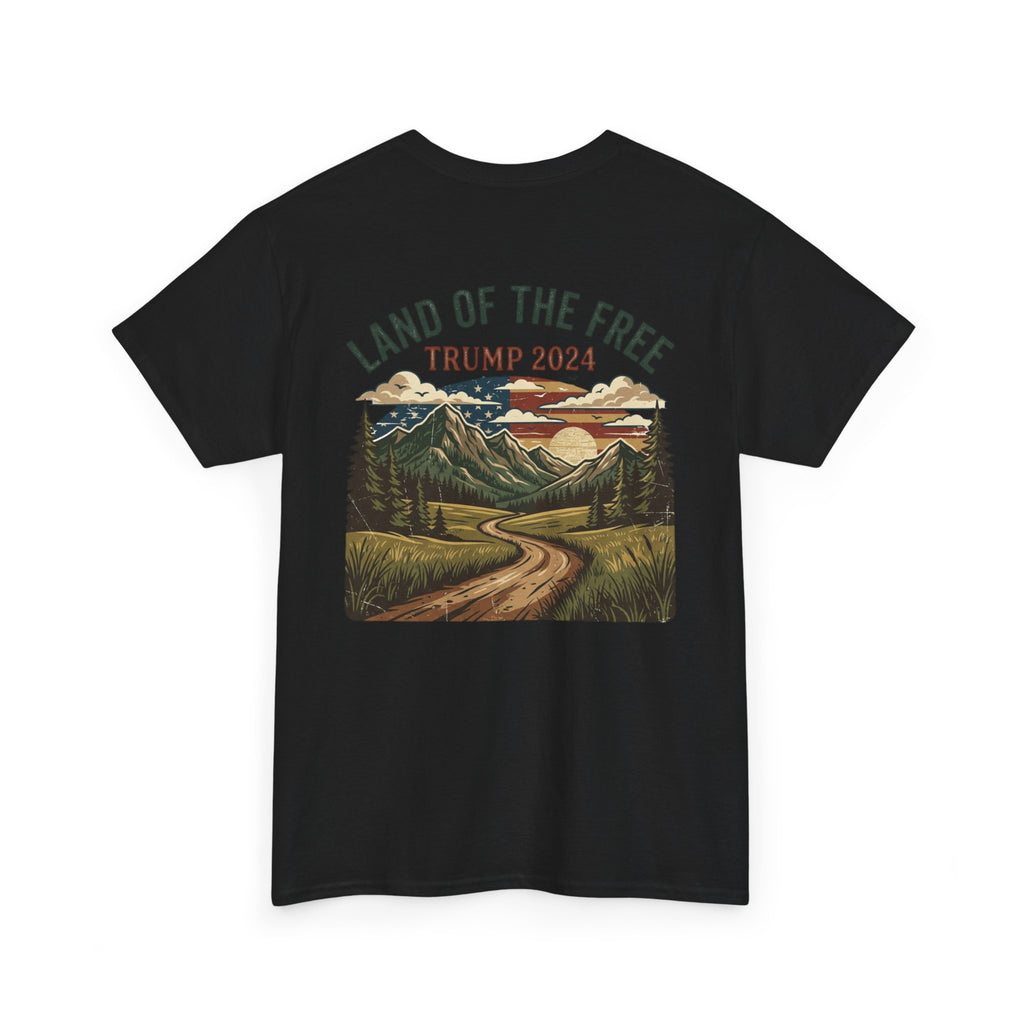 Land of the Free Graphic Tee – Vintage Mountain Campaign Design