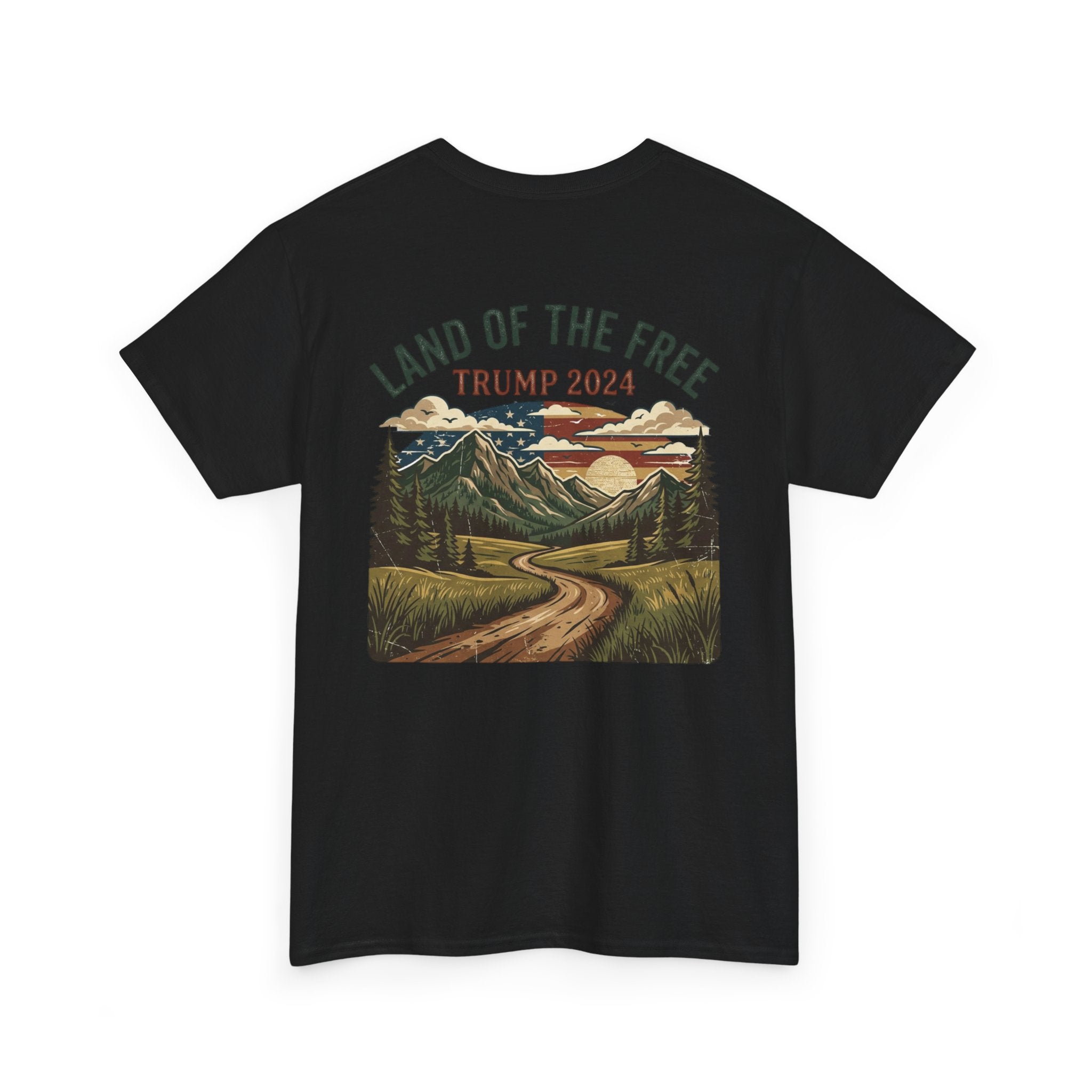 Land of the Free Graphic Tee – Vintage Mountain Campaign Design