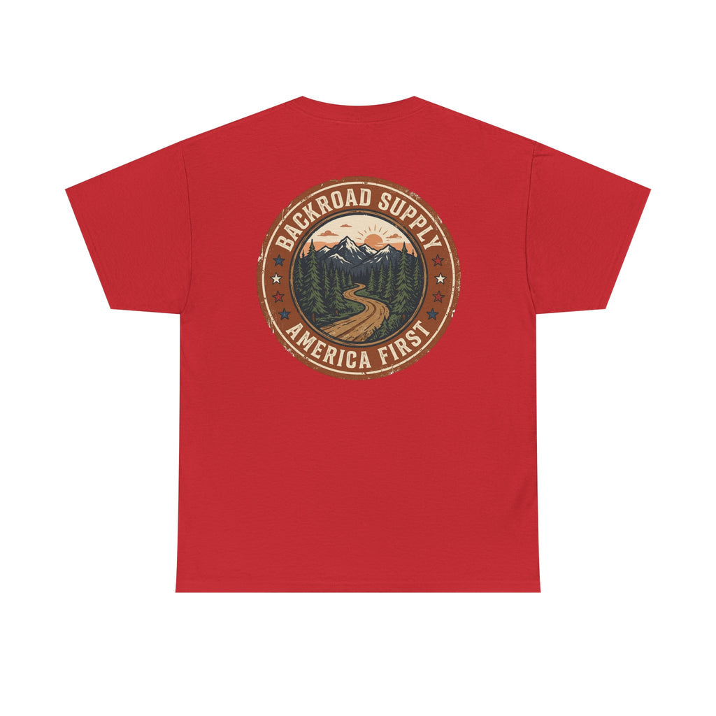 Backroad Supply 'America First' Graphic Tee — Vintage Mountain Road T-Shirt