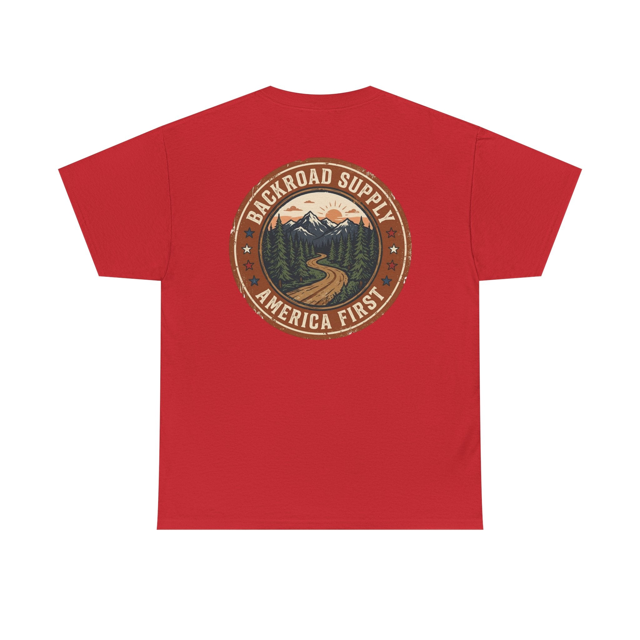Backroad Supply 'America First' Graphic Tee — Vintage Mountain Road T-Shirt