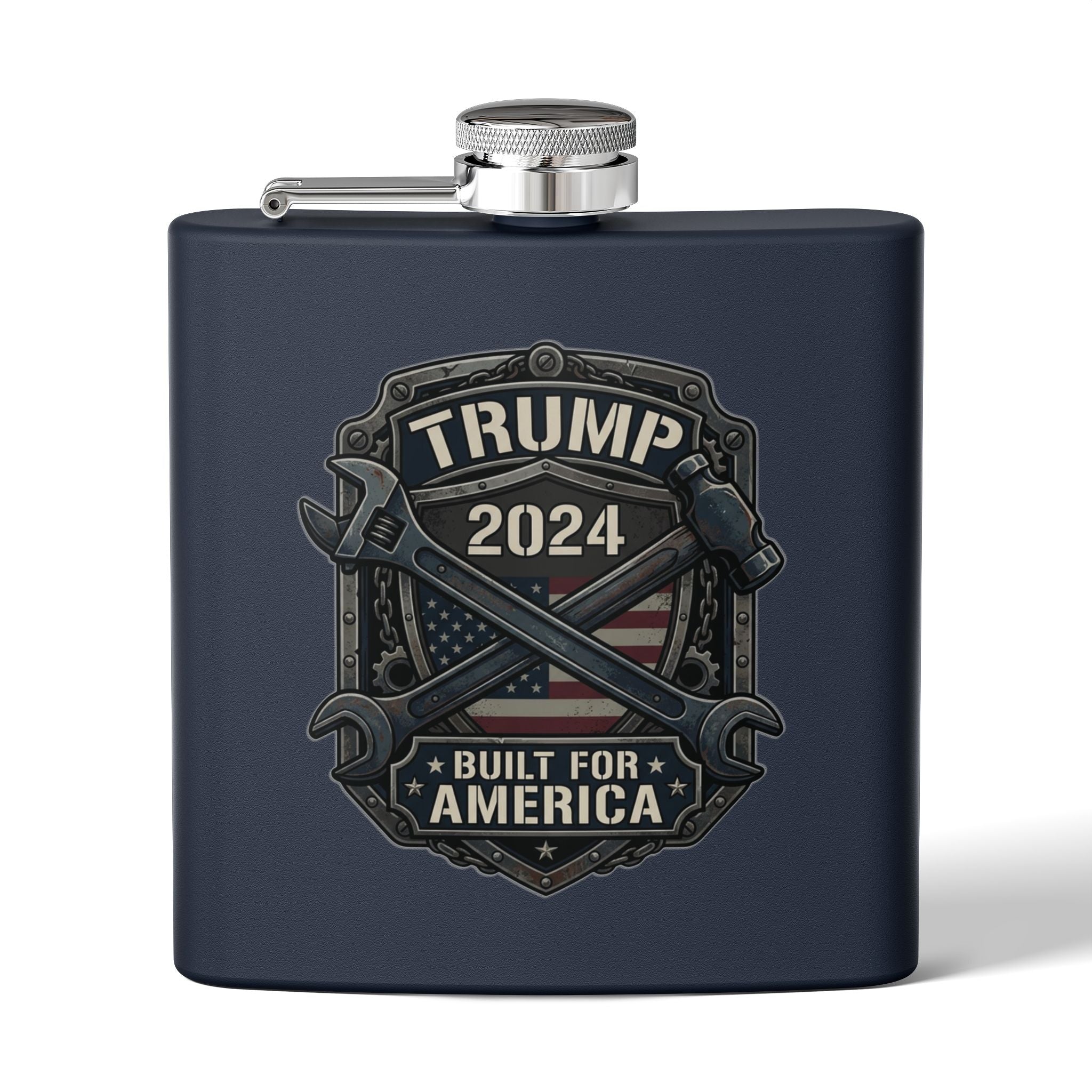 2024 Patriotic Campaign Flask — "Built For America" Stainless Steel 6oz