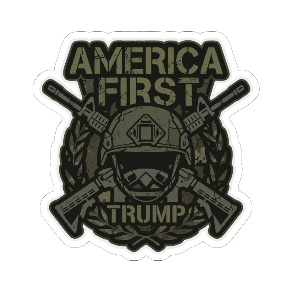 America First Trump Military-Style Kiss-Cut Sticker